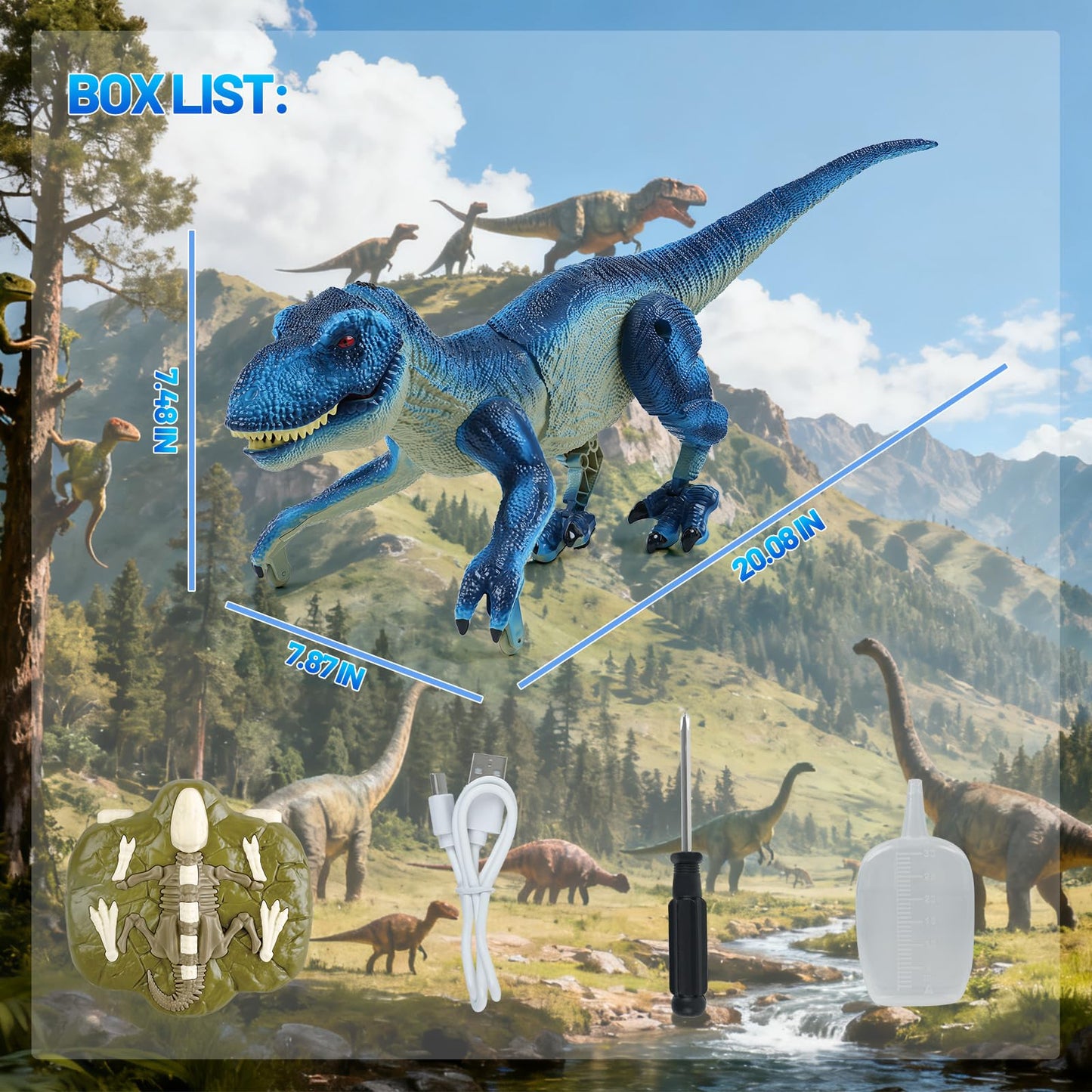 ToyFuntasy Remote Control Dinosaur – Blue Walking Dino with Roar, Lights & Mist | For Ages 3–12