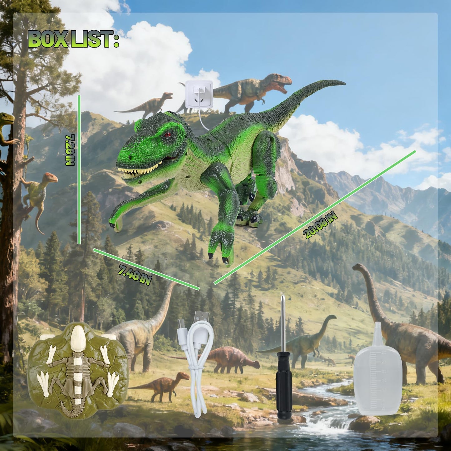 ToyFuntasy RC Dinosaur Toy for Kids – Interactive Walking Dino with Lights, Mist, Roar (Olive Green)