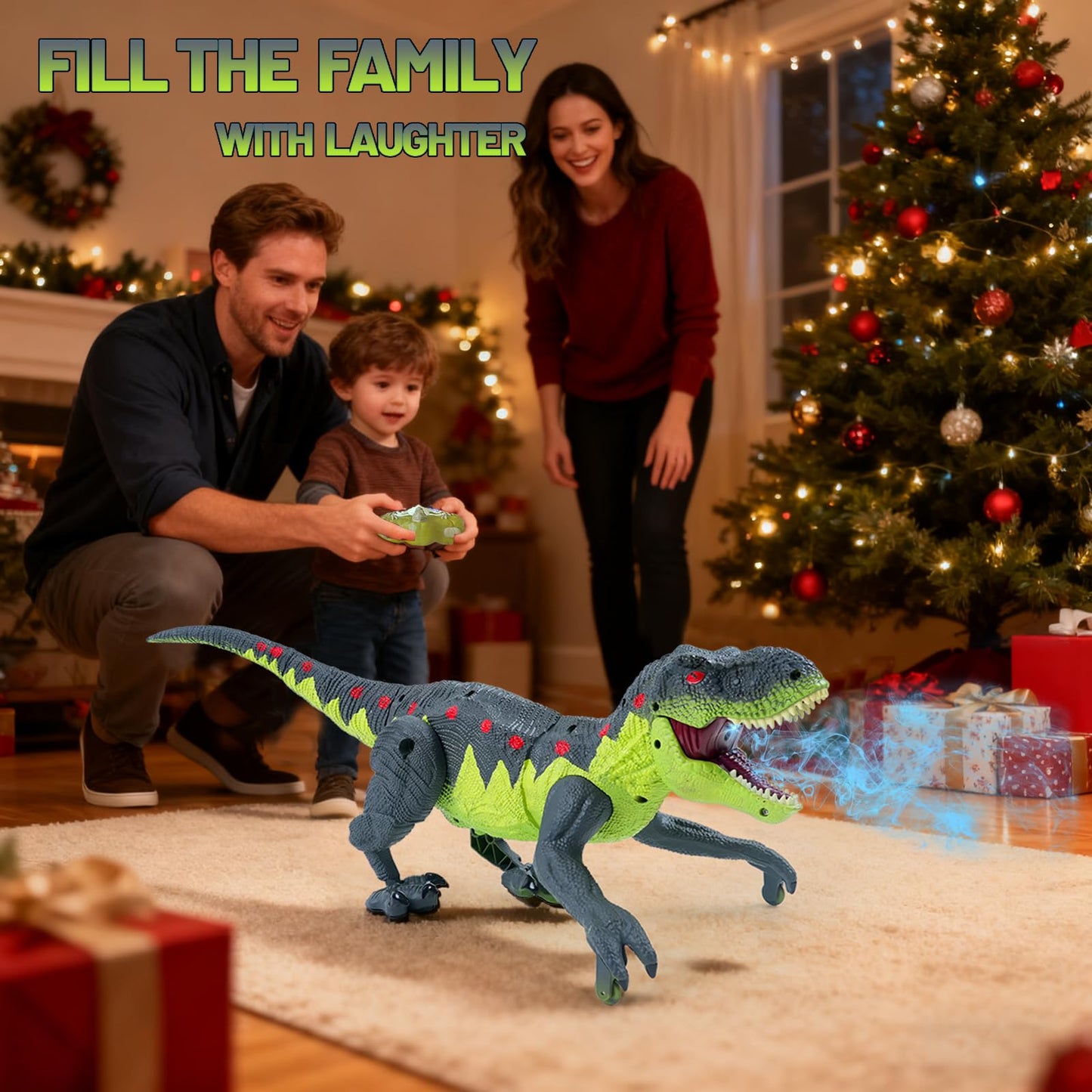 ToyFuntasy Remote Control Walking Dinosaur Toy – Lights, Roar & Mist for Kids 3–12
