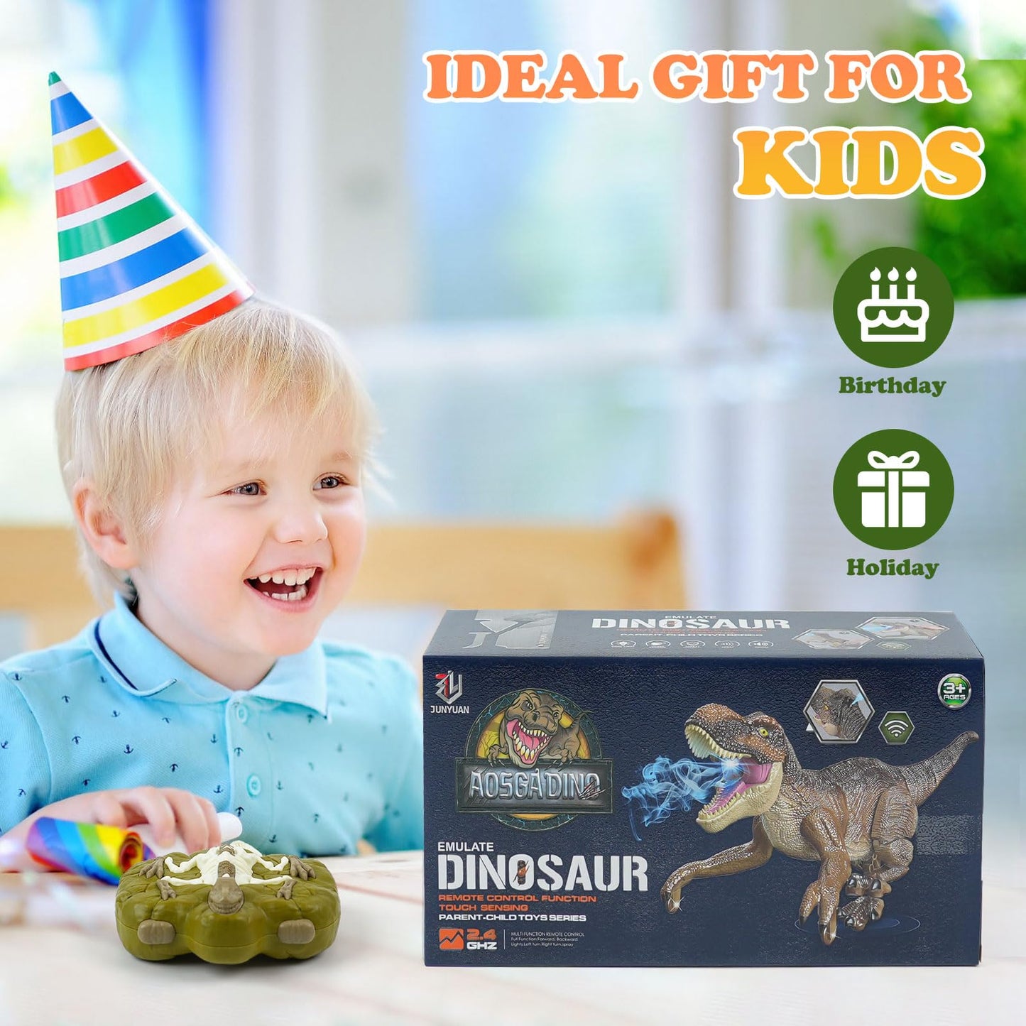 ToyFuntasy RC Dinosaur Toy for Kids 4-12 – Walking, Roaring, Spray & Lights
