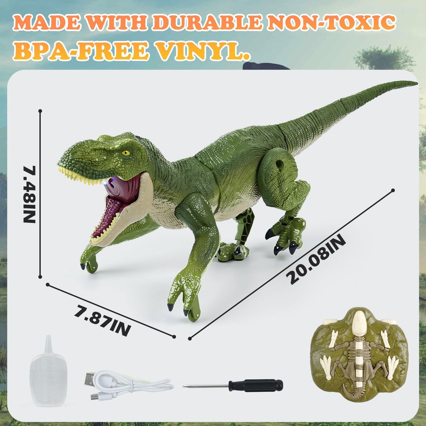 ToyFuntasy RC Dinosaur Toy for Kids 4-12 – Walking, Roaring, Spray & Lights