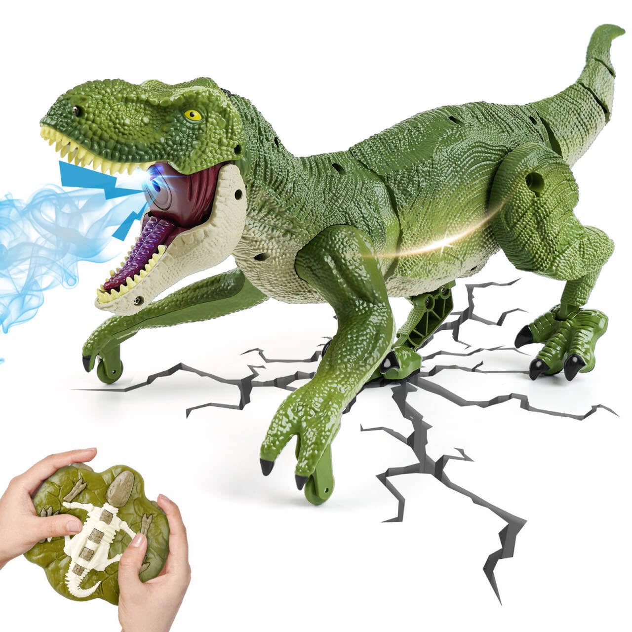 ToyFuntasy RC Dinosaur Toy for Kids 4-12 – Walking, Roaring, Spray & Lights