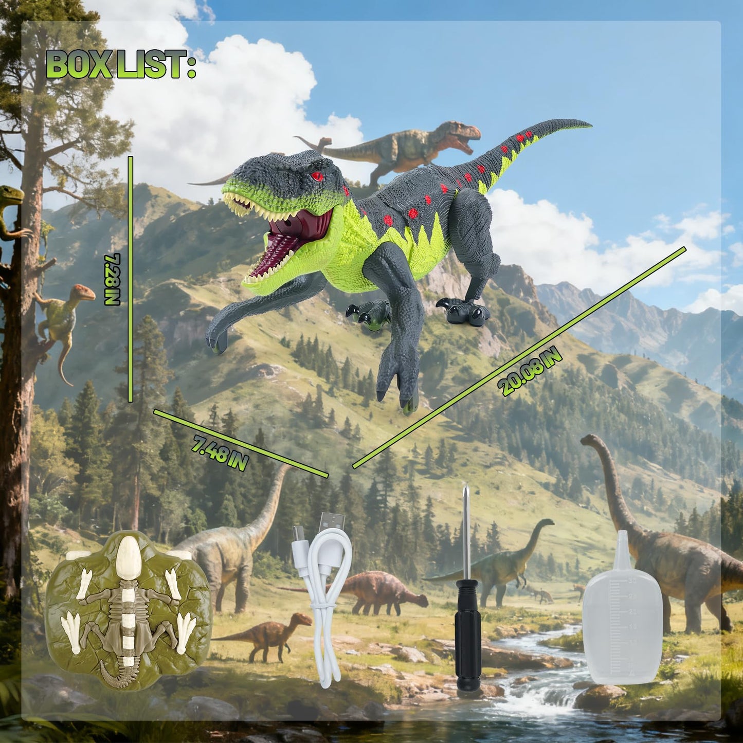 ToyFuntasy Remote Control Walking Dinosaur Toy – Lights, Roar & Mist for Kids 3–12
