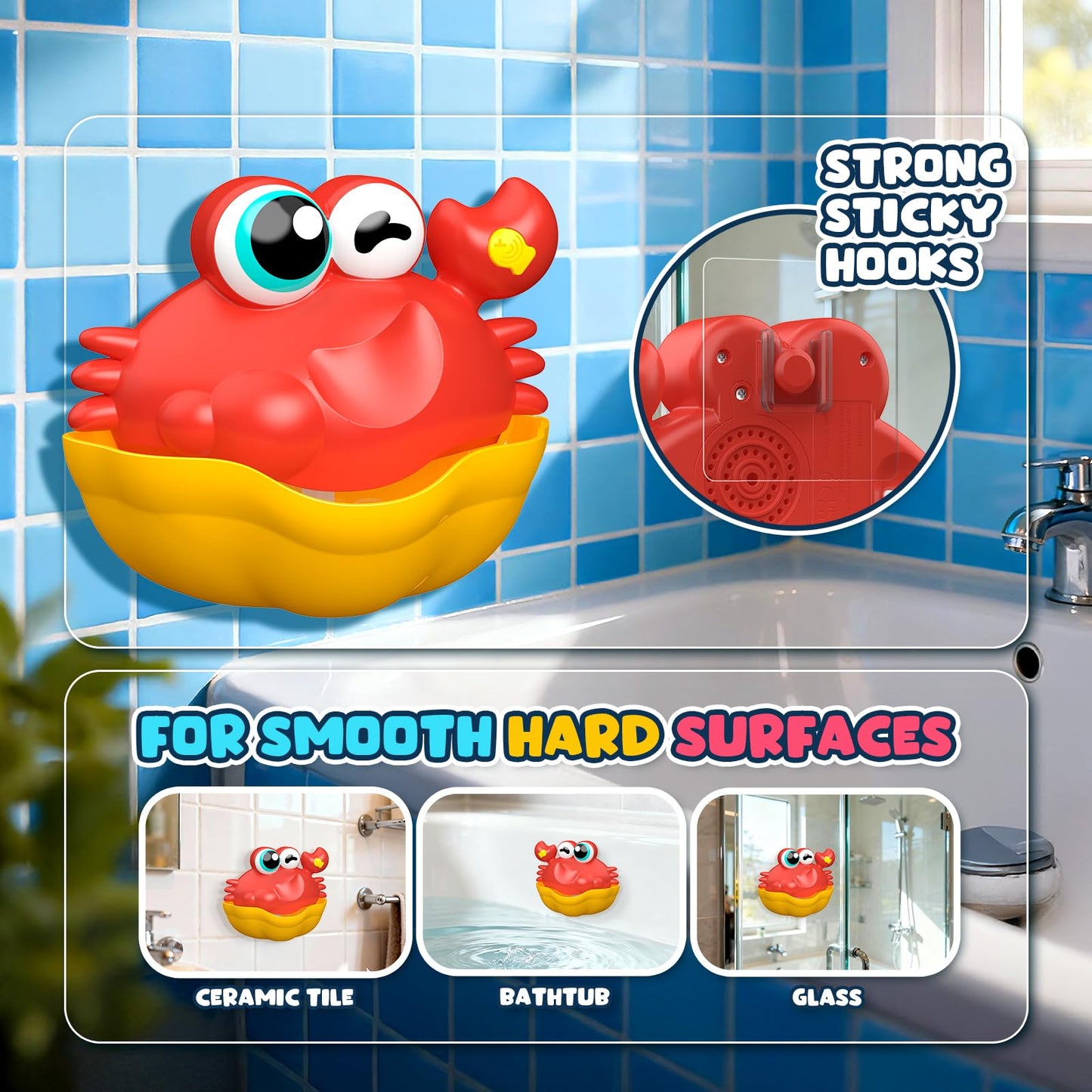 Toyjolka Light-Up Crab Bubble Bath Toy for Toddlers 1-3 | Colorful LED Bath Time