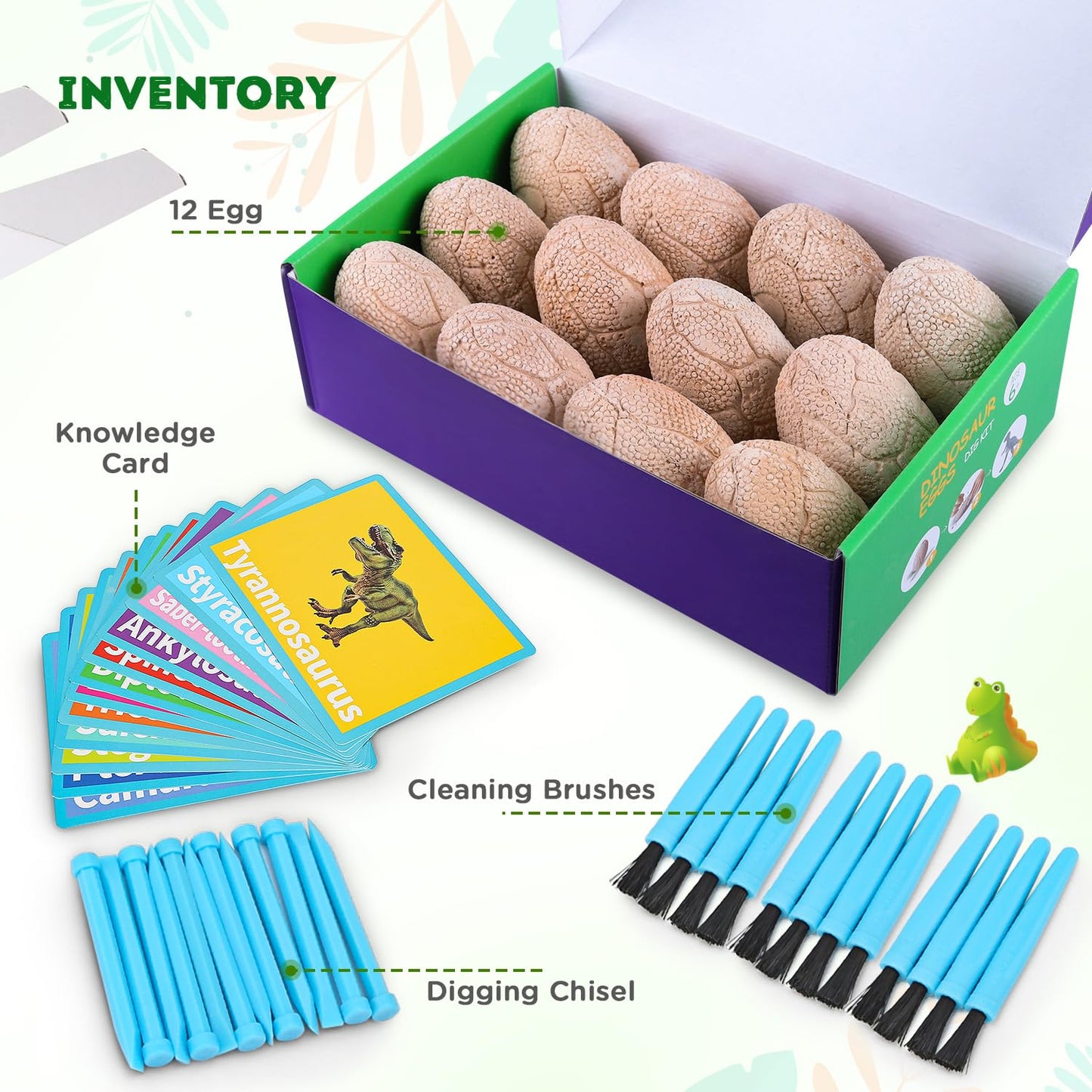 Toyk Dig Up Dinosaur Fossil Eggs — 12 Eggs, 12 Dinosaurs, Hands-on STEM Toy