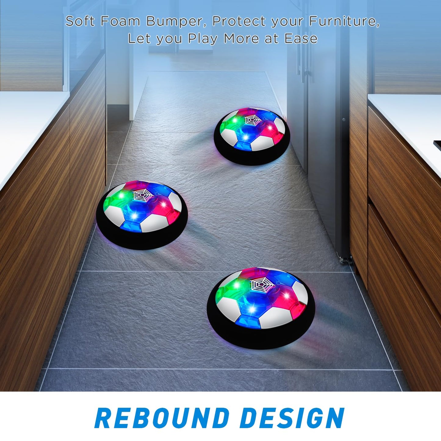 Toyk LED Hover Soccer Ball 2-Pack – Indoor/Outdoor Light-Up Training Ball for Kids Aged 3-10
