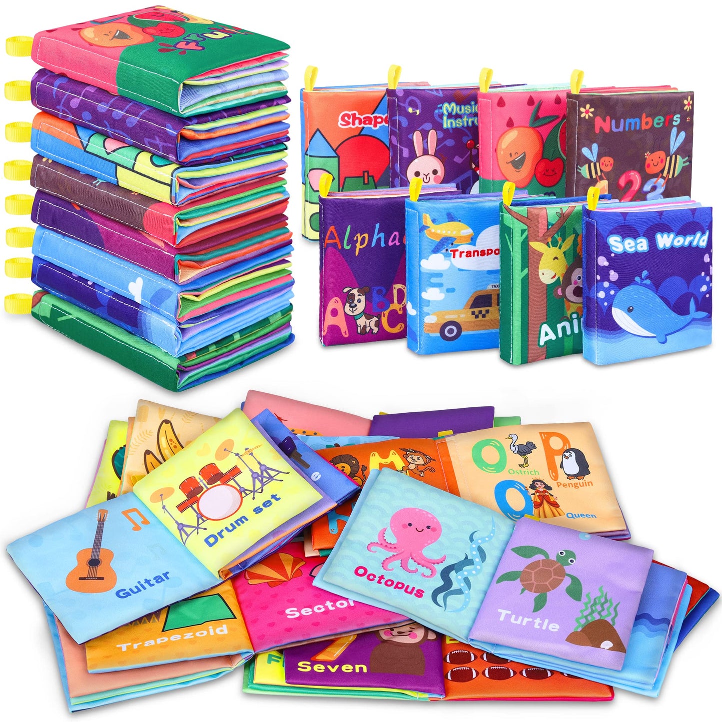 Toyk Baby Bath Books (8-Pack) – Nontoxic Soft Fabric, Waterproof Bath Toys for Infants & Toddlers