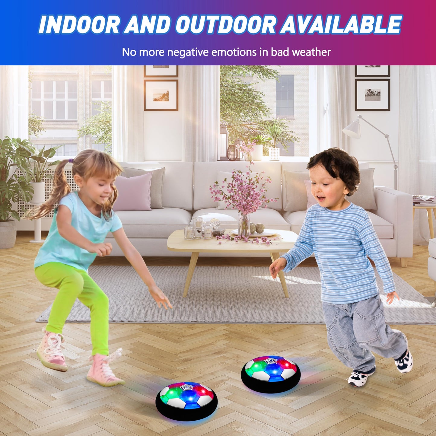 Toyk LED Hover Soccer Ball 2-Pack – Indoor/Outdoor Light-Up Training Ball for Kids Aged 3-10