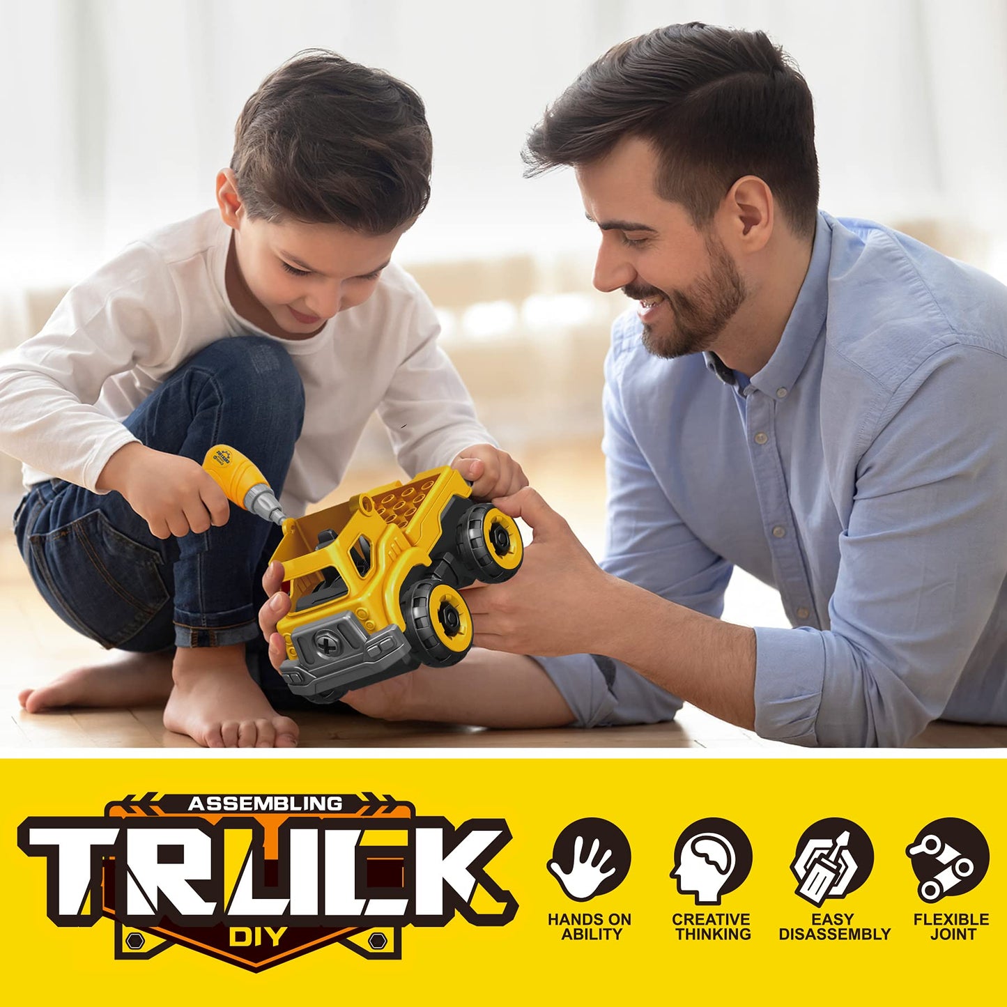 Toyk 4-in-1 Take Apart Car Toys – STEM Construction Truck Set for Ages 3–8