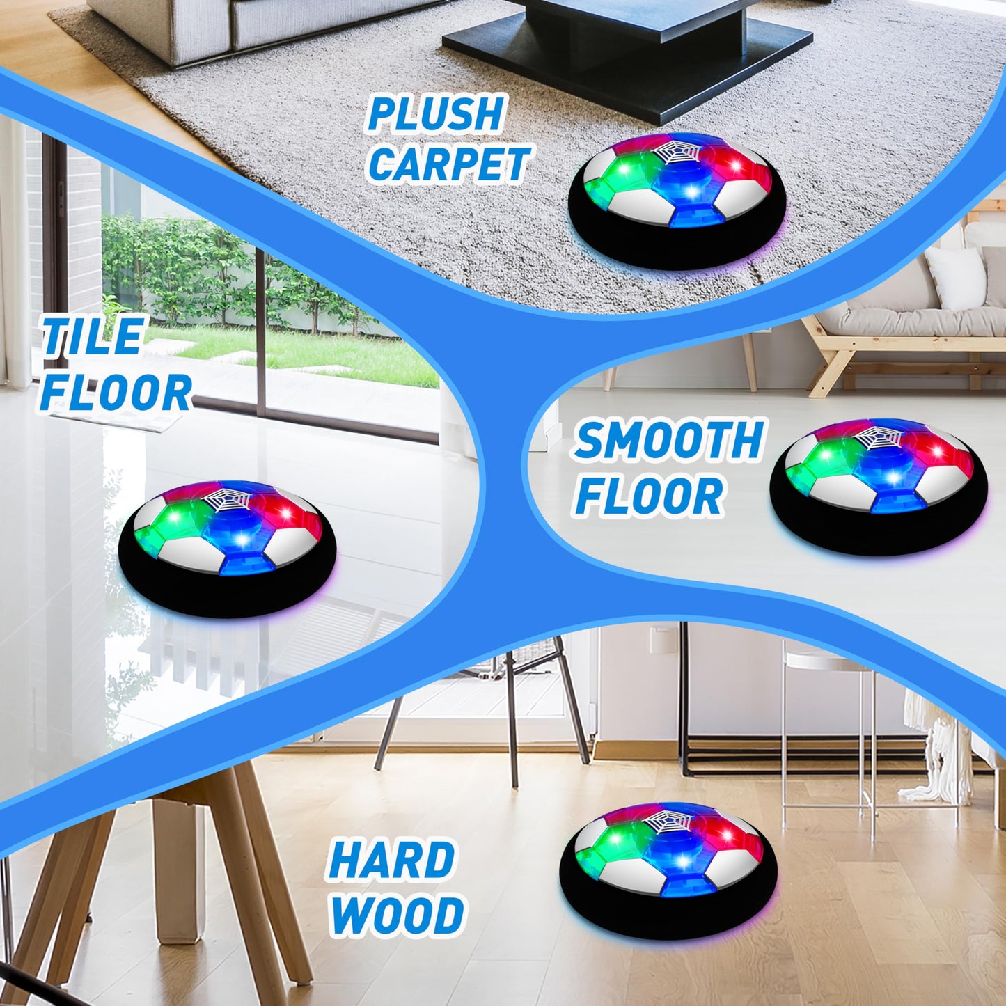 Toyk LED Hover Soccer Ball 2-Pack – Indoor/Outdoor Light-Up Training Ball for Kids Aged 3-10