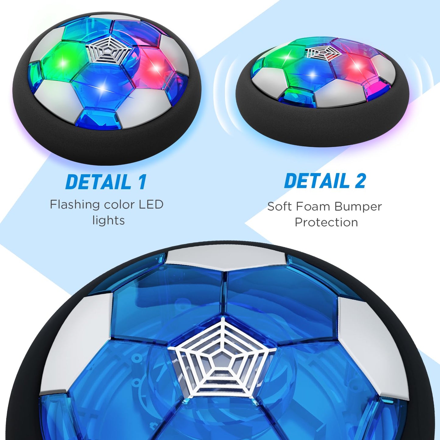 Toyk LED Hover Soccer Ball 2-Pack – Indoor/Outdoor Light-Up Training Ball for Kids Aged 3-10
