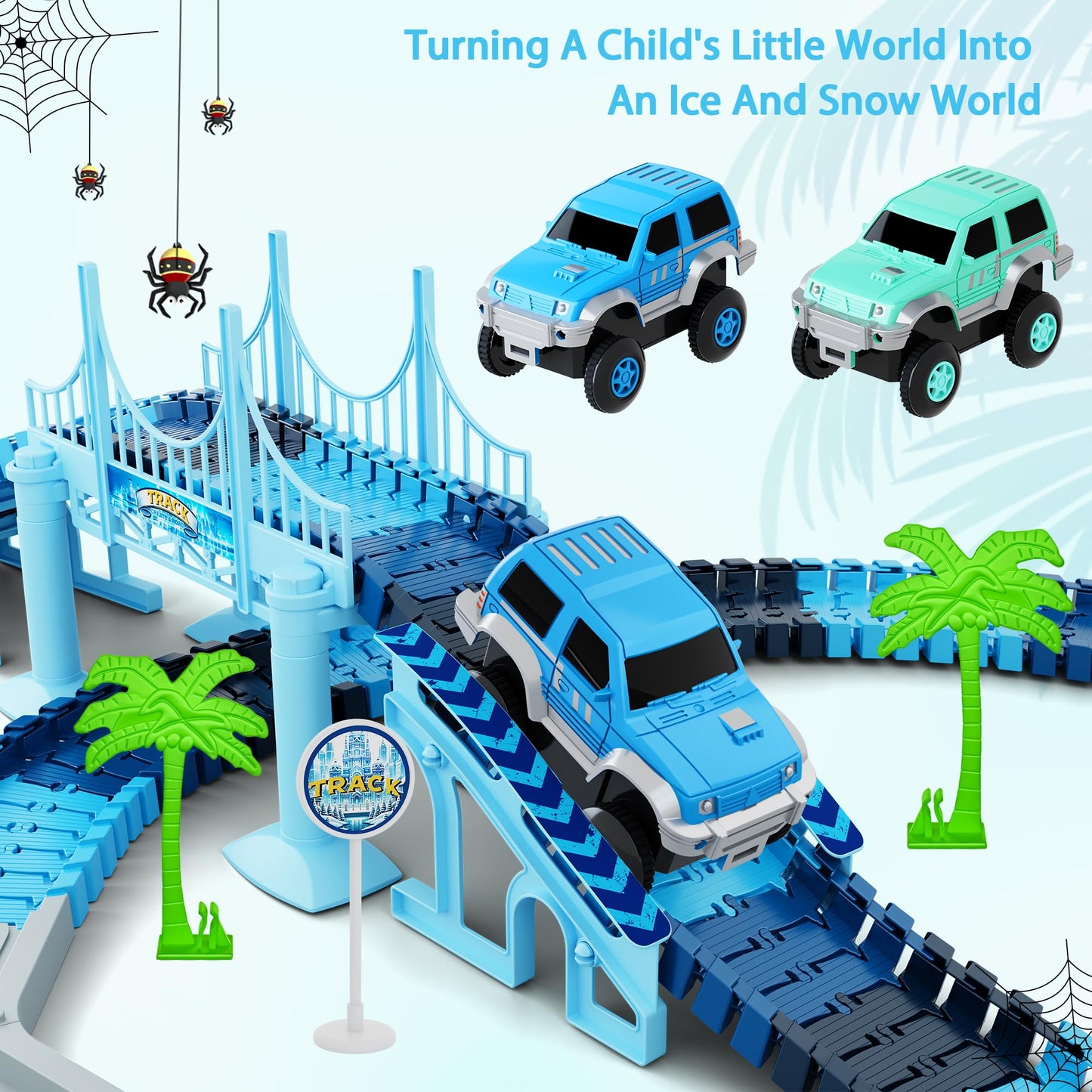 Toyk Track Car Toys – Frozen World Track Set (269 PCS) with 2 Cars for Ages 3-6