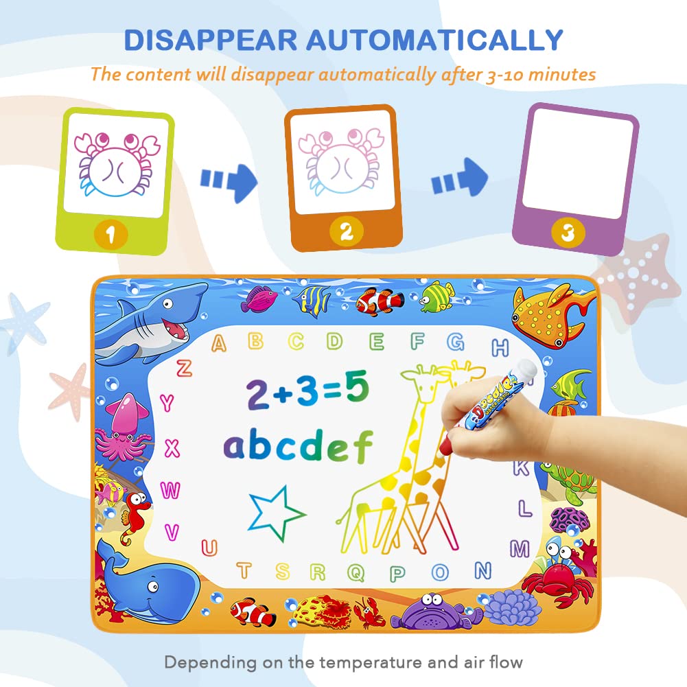 Toyk Water Doodle Mat – Large 40x28 Inch Water Drawing Toy for Kids, Educational, Mess-Free Fun