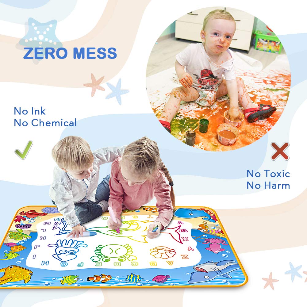 Toyk Water Doodle Mat – Large 40x28 Inch Water Drawing Toy for Kids, Educational, Mess-Free Fun