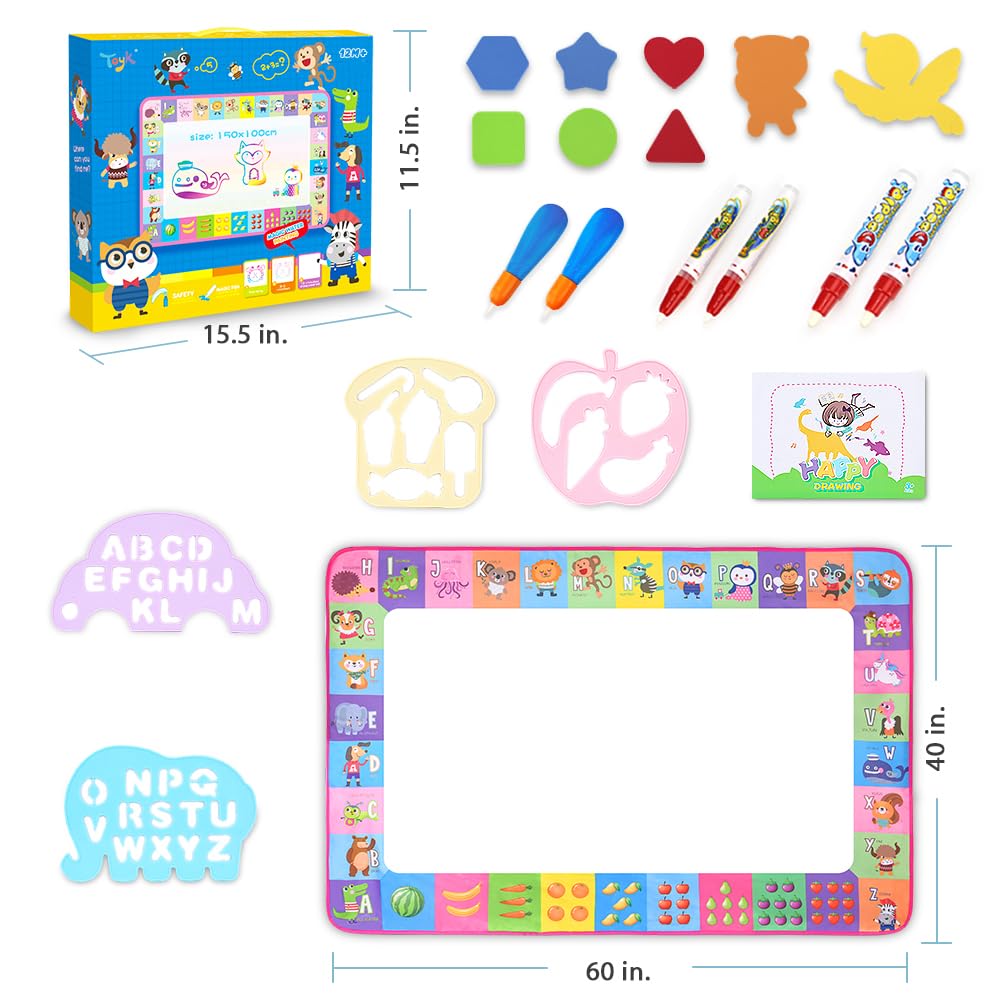 Toyk Water Doodle Mat – Pink Water Art Pad for Kids (Ages 3-12)