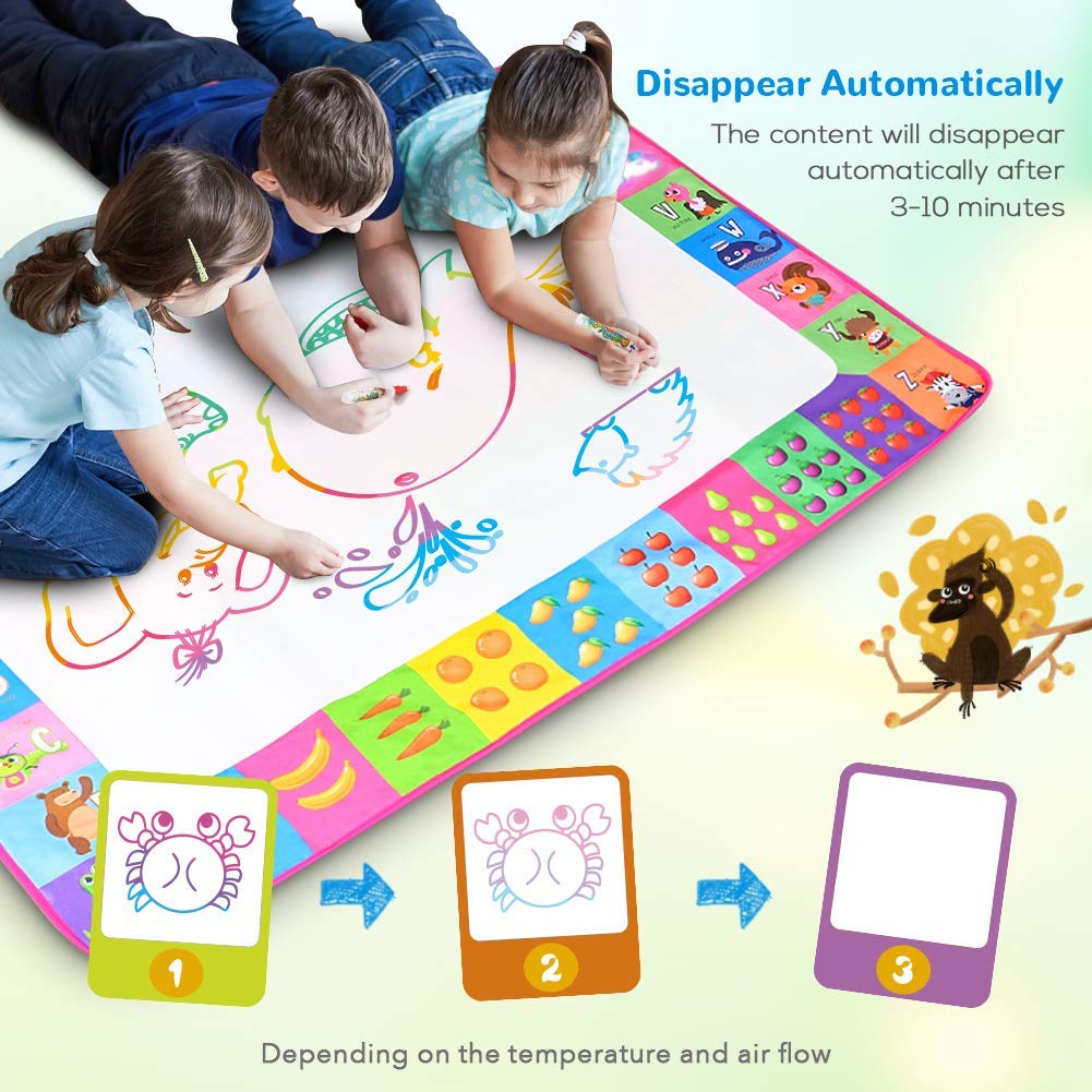 Toyk Water Doodle Mat – Pink Water Art Pad for Kids (Ages 3-12)