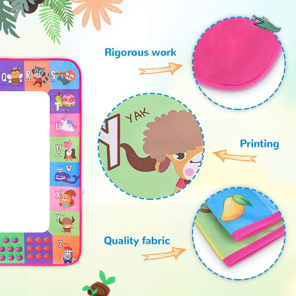 Toyk Water Doodle Mat – Pink Water Art Pad for Kids (Ages 3-12)