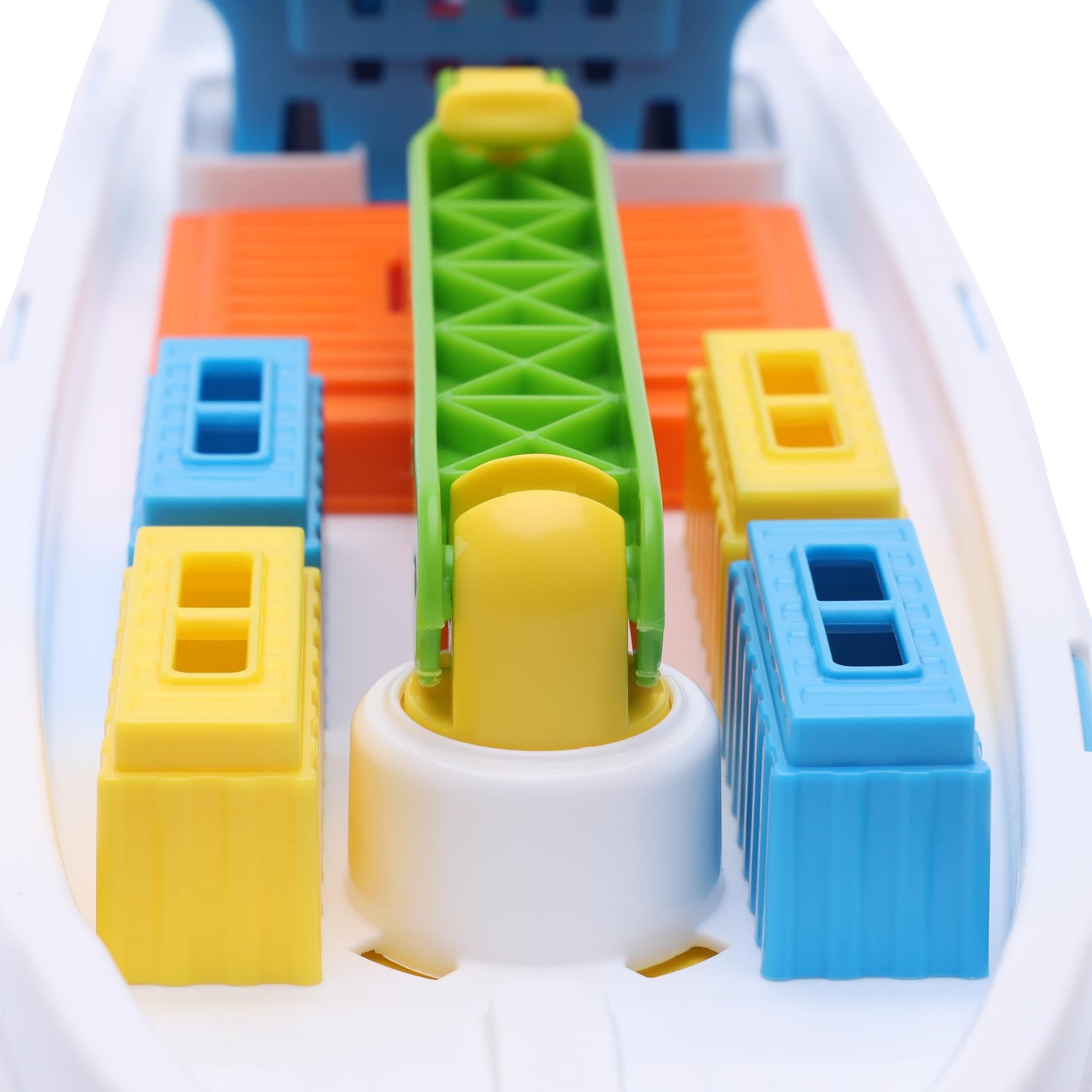 Toyland 41cm Colourful Cargo Ship with Moveable Doors & Crane – 6 Containers | Bath & Pool Toy 3+