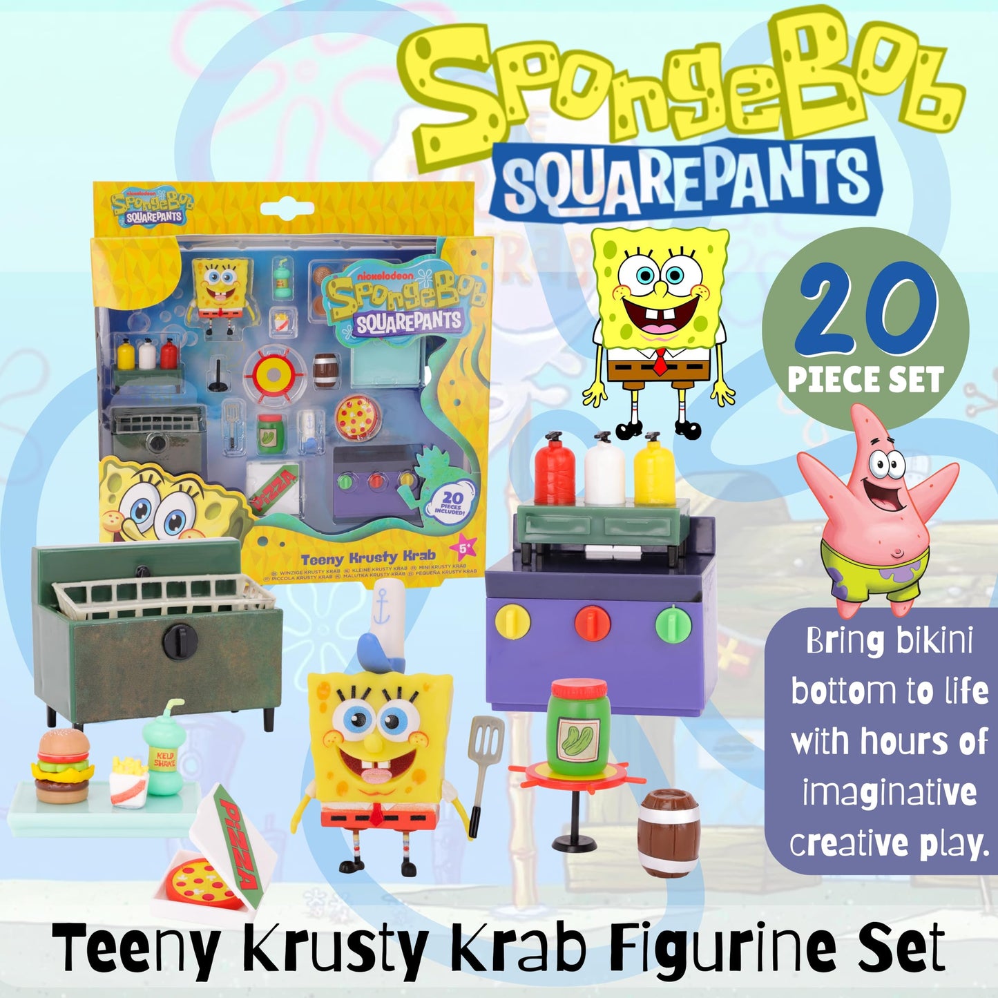 Toyland Teeny Krusty Krab Playset – 20-Piece SpongeBob SquarePants Figures & Accessories (Ages 5+)