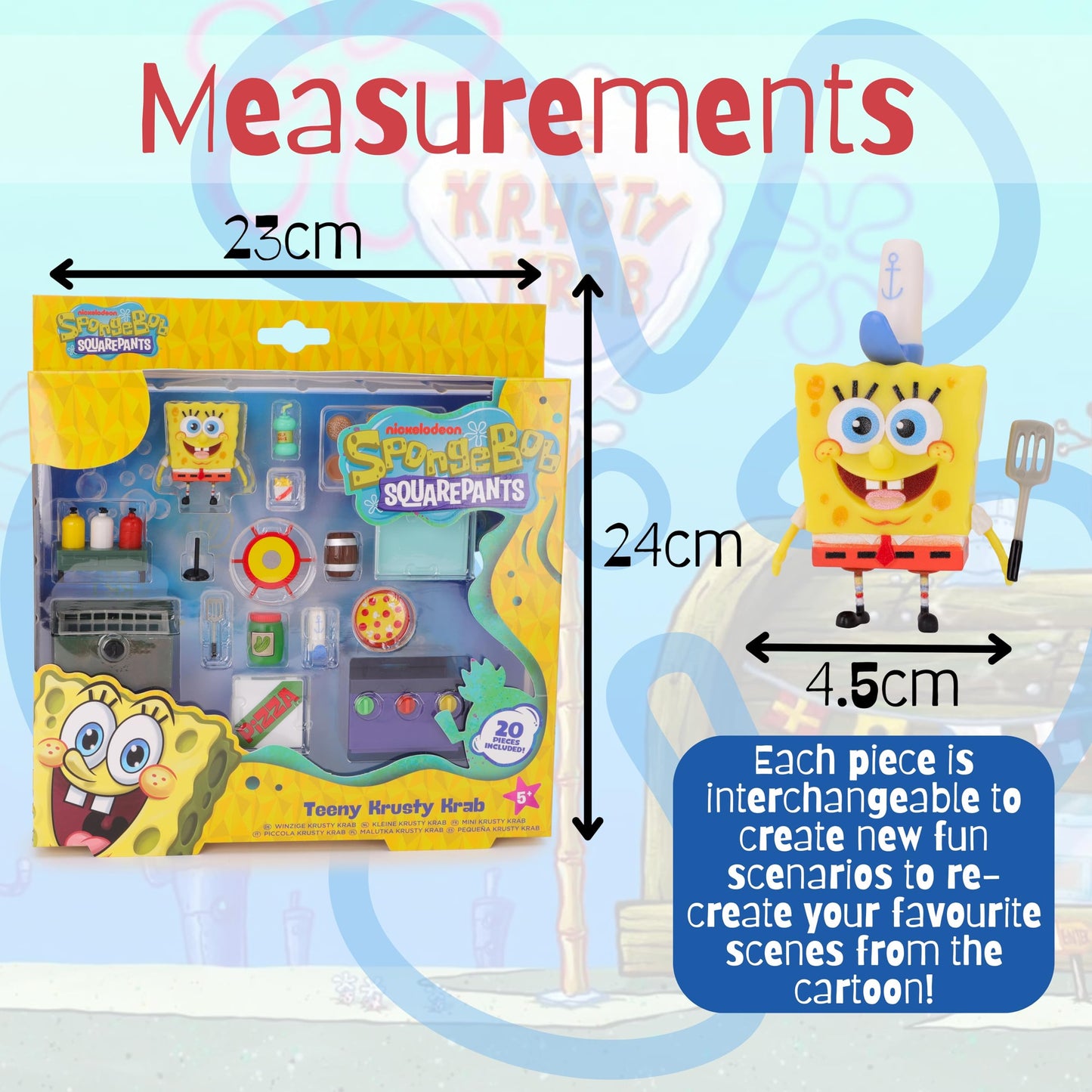 Toyland Teeny Krusty Krab Playset – 20-Piece SpongeBob SquarePants Figures & Accessories (Ages 5+)