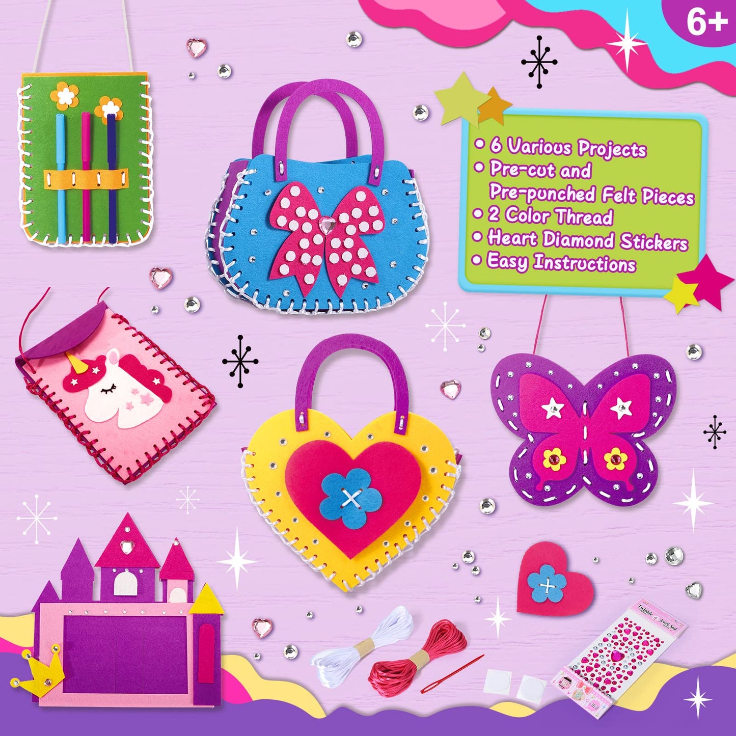 Toylink First Sewing Kit for Kids - Beginner Crafts for Ages 4-8