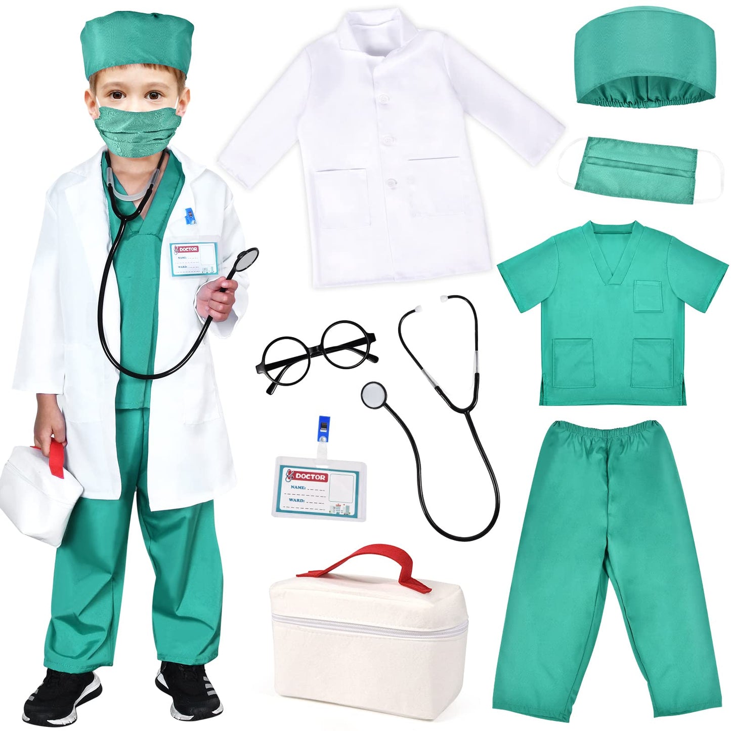 Toylink Kids Doctor Costume Kit with Lab Coat and Accessories – Dress Up for Boys & Girls
