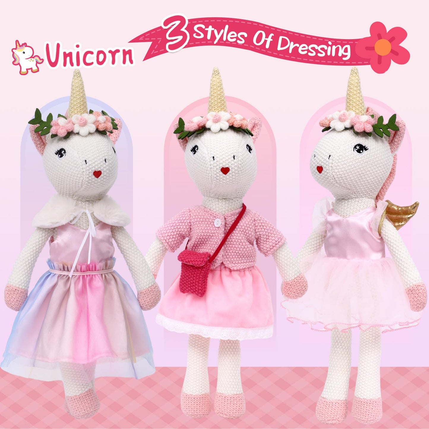 Toylink Unicorn Doll - Plush Ballerina Set with Carrier Bag and Dress Accessories
