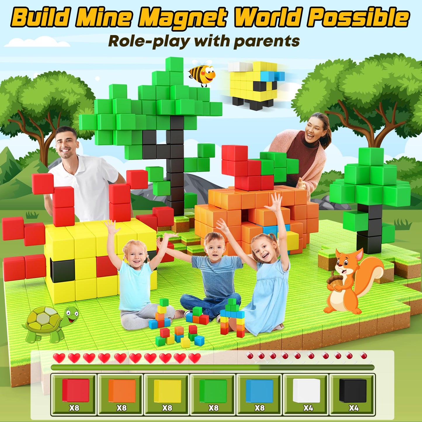 Toylogy 48PCS Magnetic Blocks for Toddlers – Sensory Montessori STEM Toys for 3–6 Year Olds