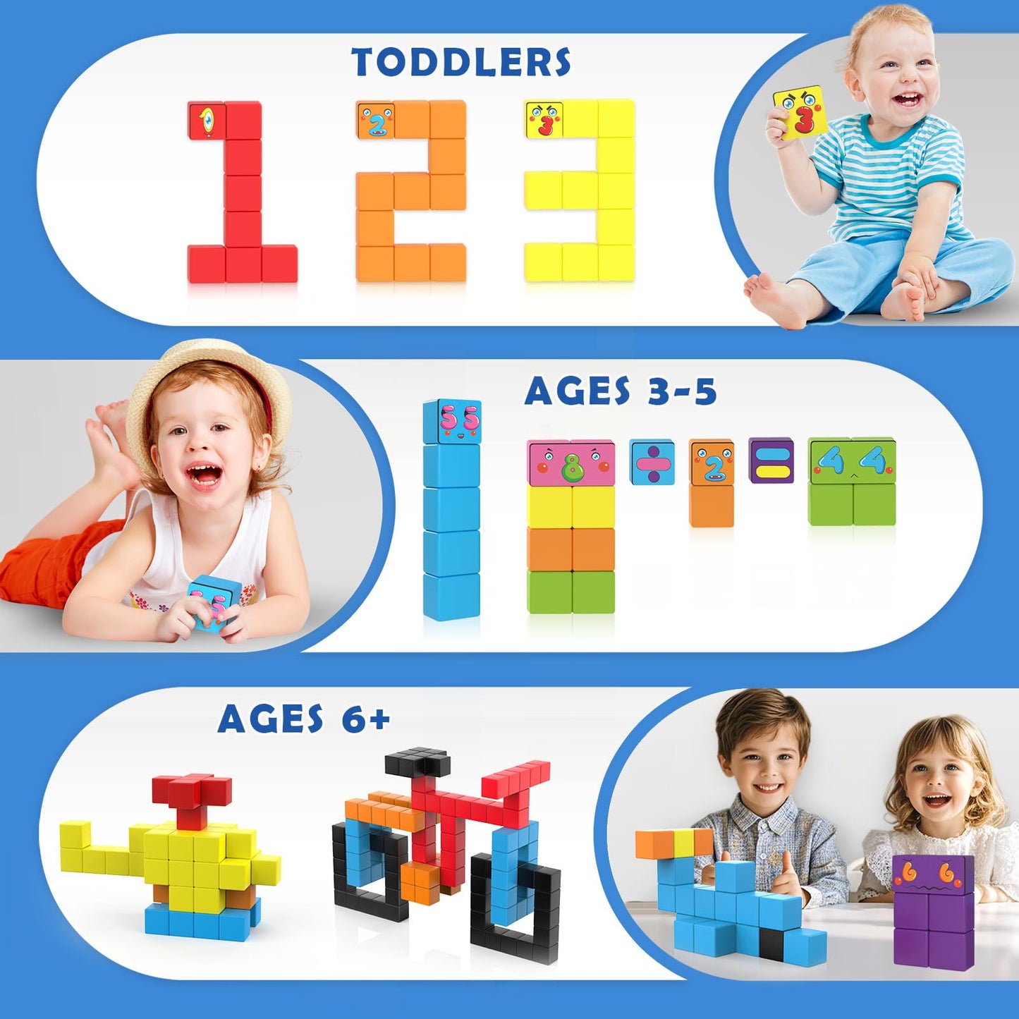 Toylogy Magnetic Blocks World Building Edition — STEM Montessori Toys for 3-8 Year Olds