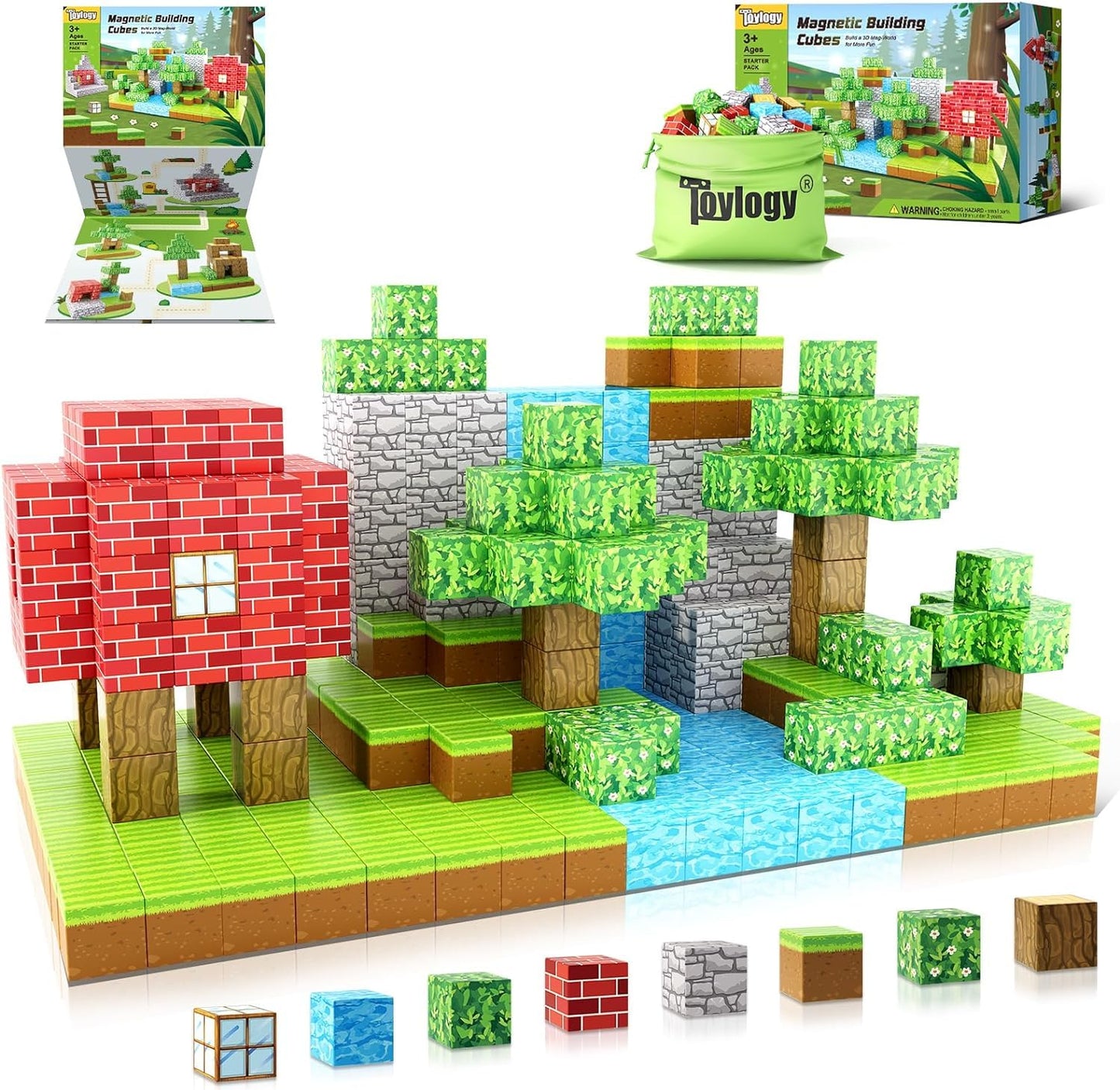 Toylogy Large Magnetic Blocks (1 inch) – STEM & Sensory Building Toys for Kids 3–8