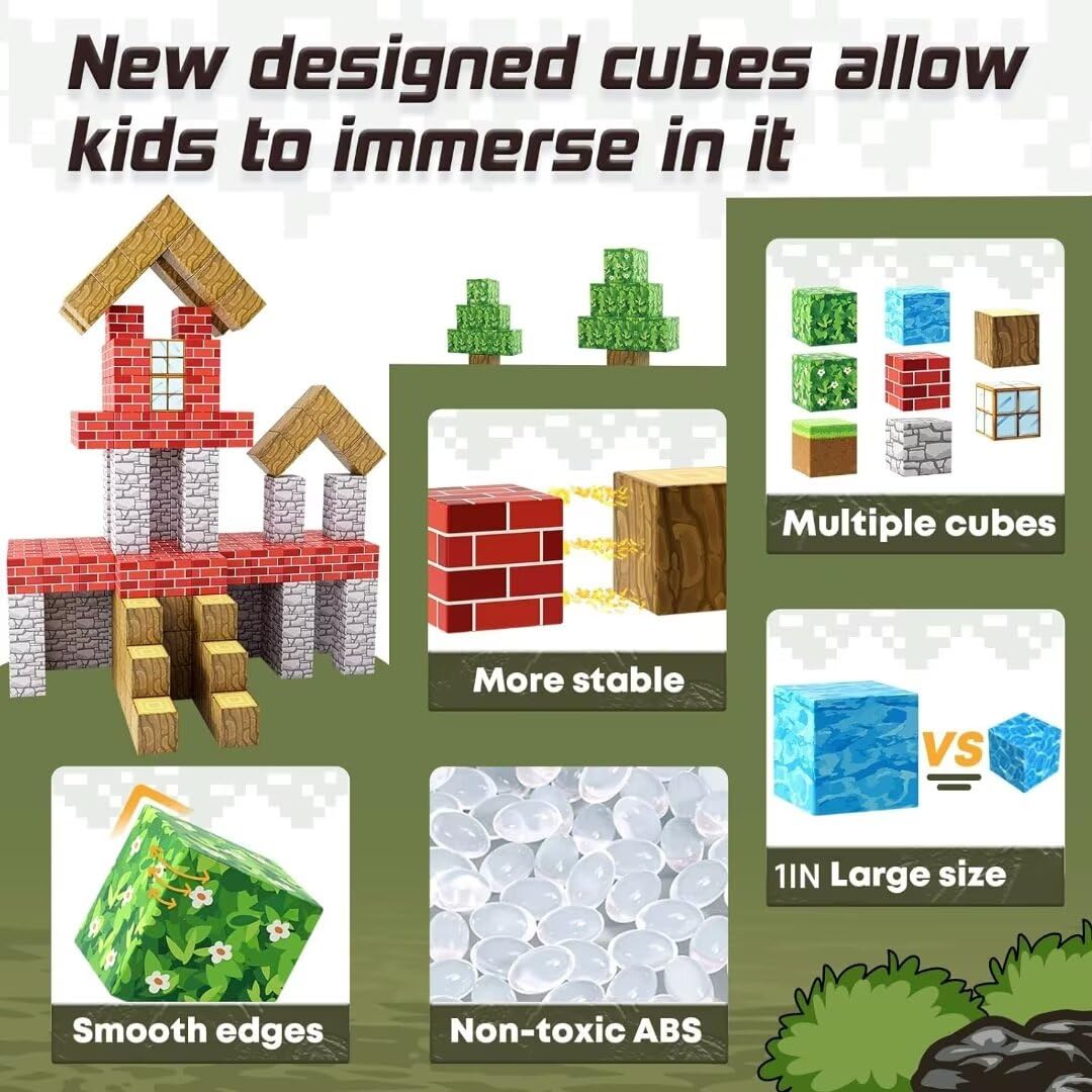 Toylogy Large Magnetic Blocks (1 inch) – STEM & Sensory Building Toys for Kids 3–8