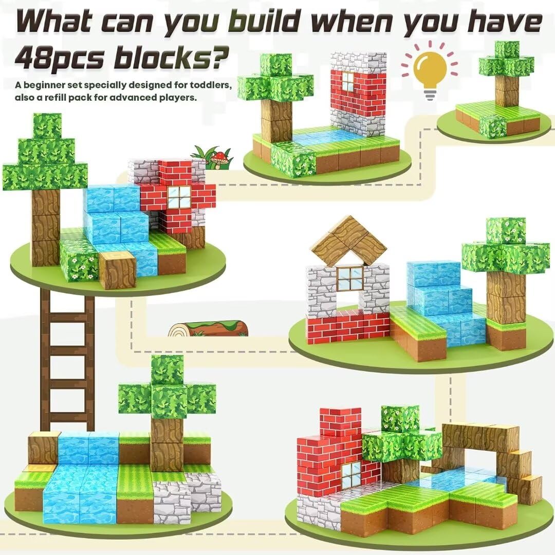 Toylogy Large Magnetic Blocks (1 inch) – STEM & Sensory Building Toys for Kids 3–8
