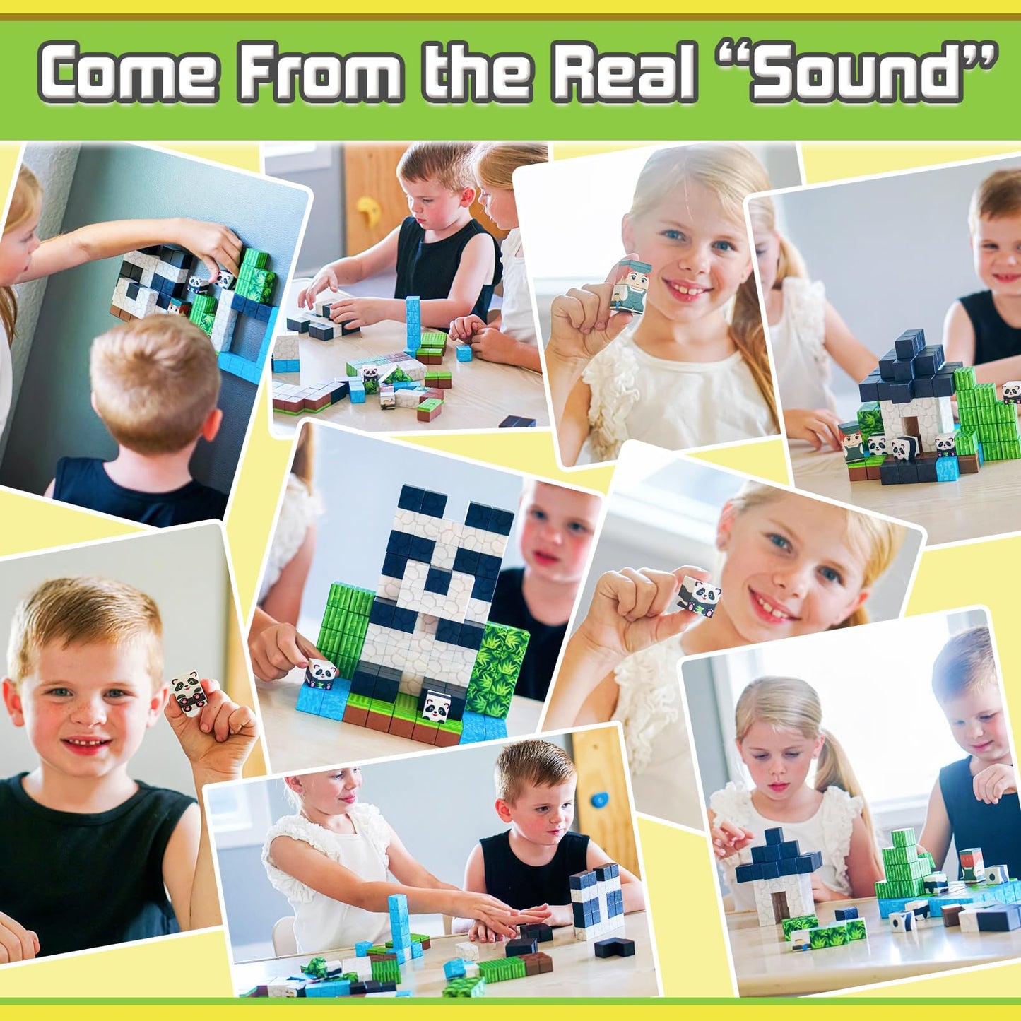 Toylogy Panda Mine World Magnetic Blocks – STEM Building Tiles for Ages 3-8