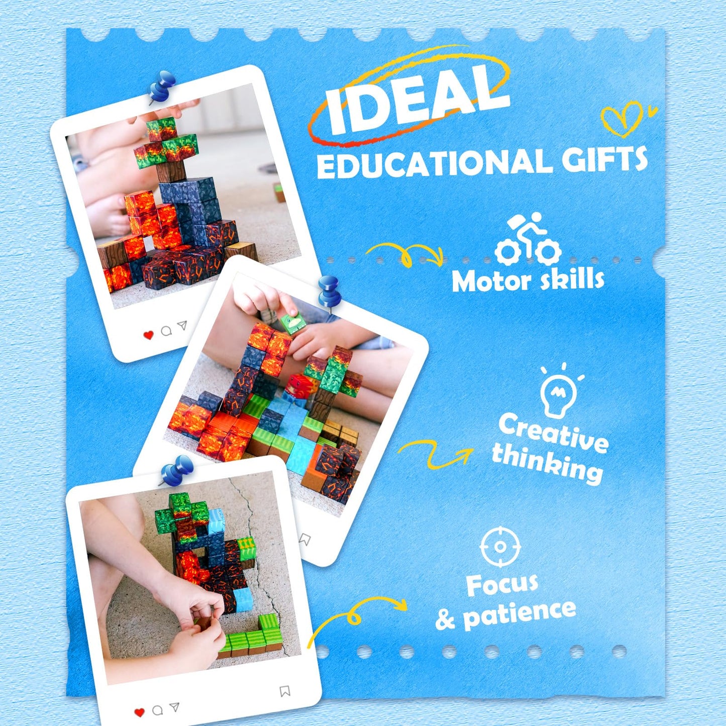 Toylogy Magnetic Blocks - Build Mine Magnet World Dino Edition | STEM Dinosaur Toy for Kids 3-8