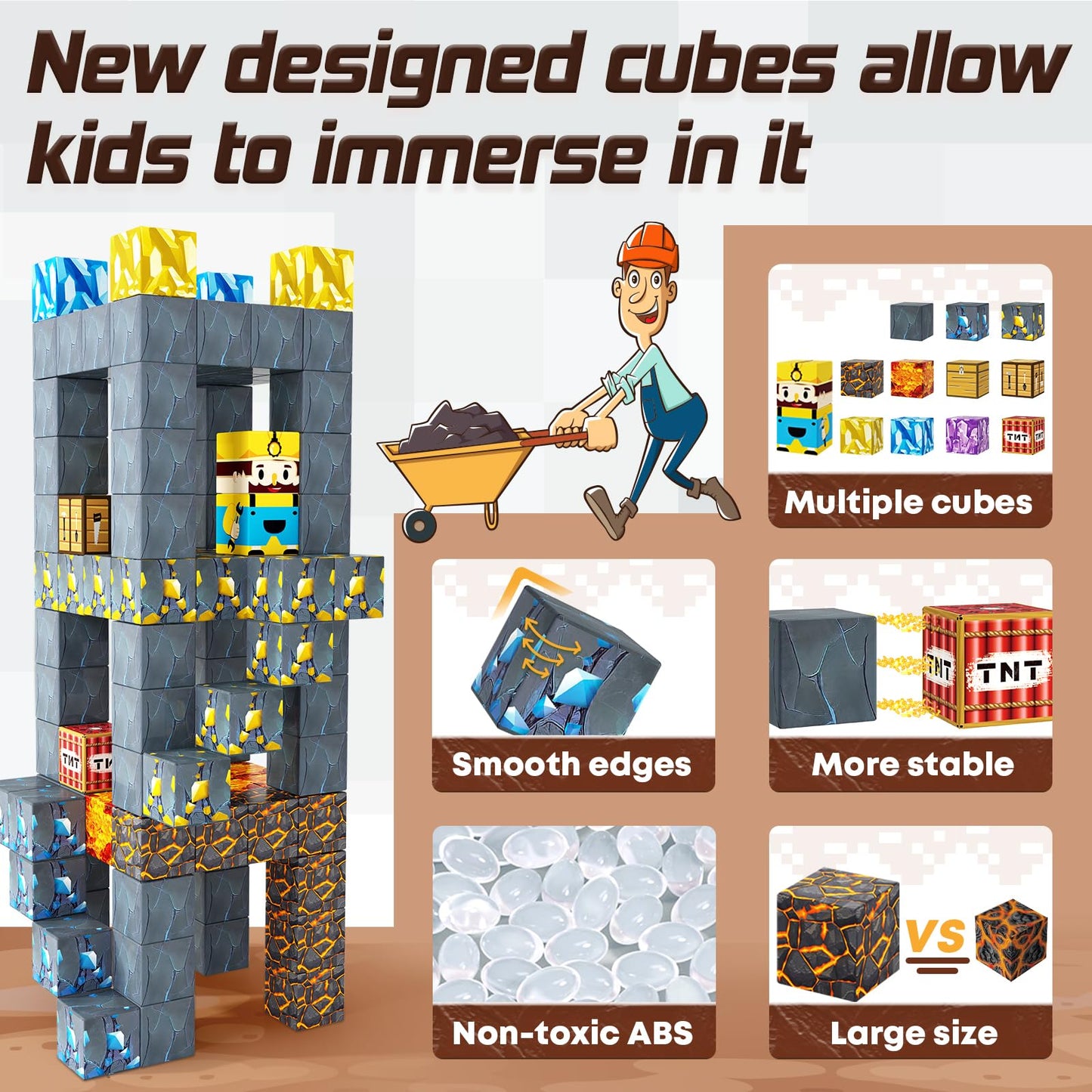 Toylogy Magnetic Blocks Mine World Sword Edition – Building Toys for Kids 3-8
