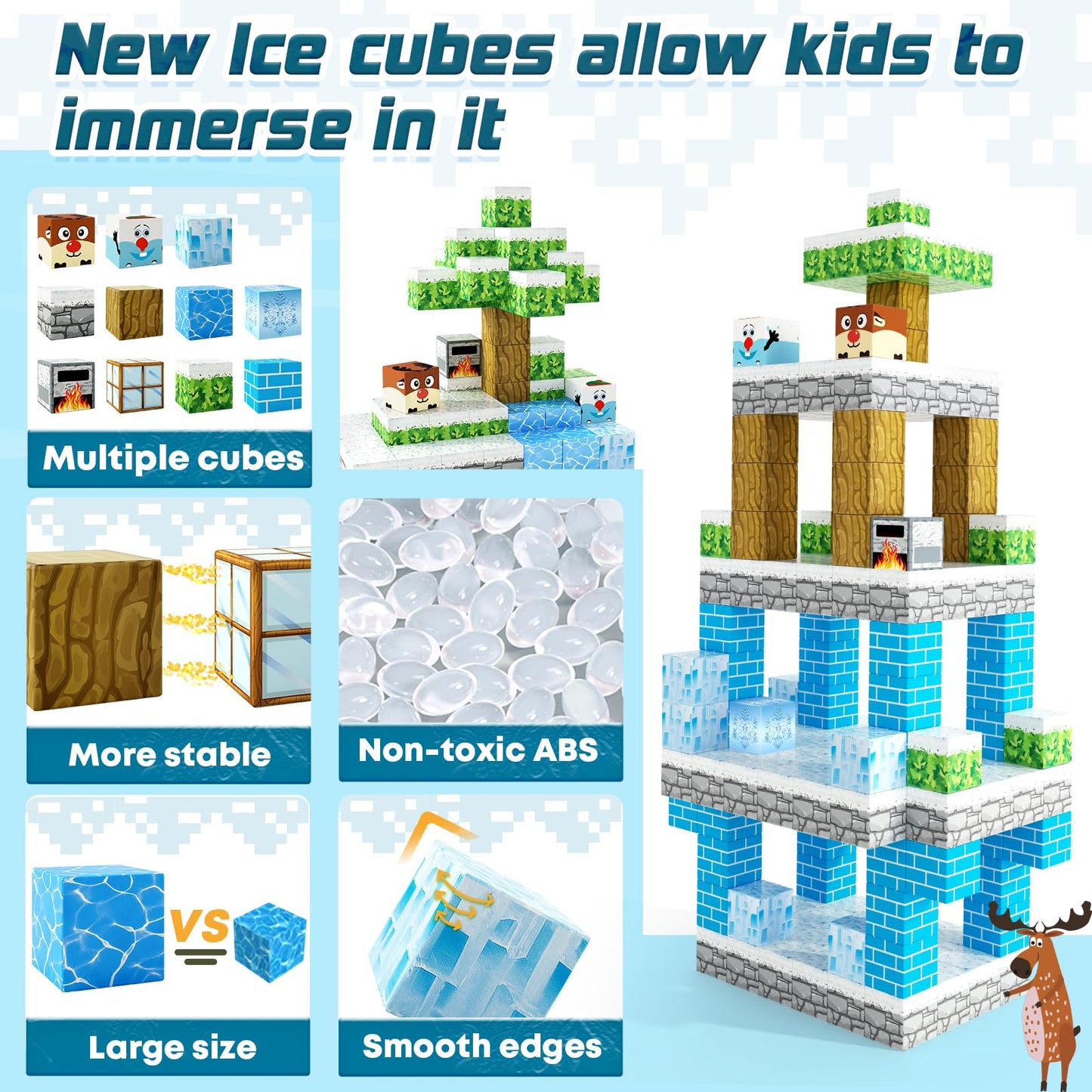 Toylogy Magnetic Blocks Ice Castle Edition – STEM & Sensory Building Toy for 3+