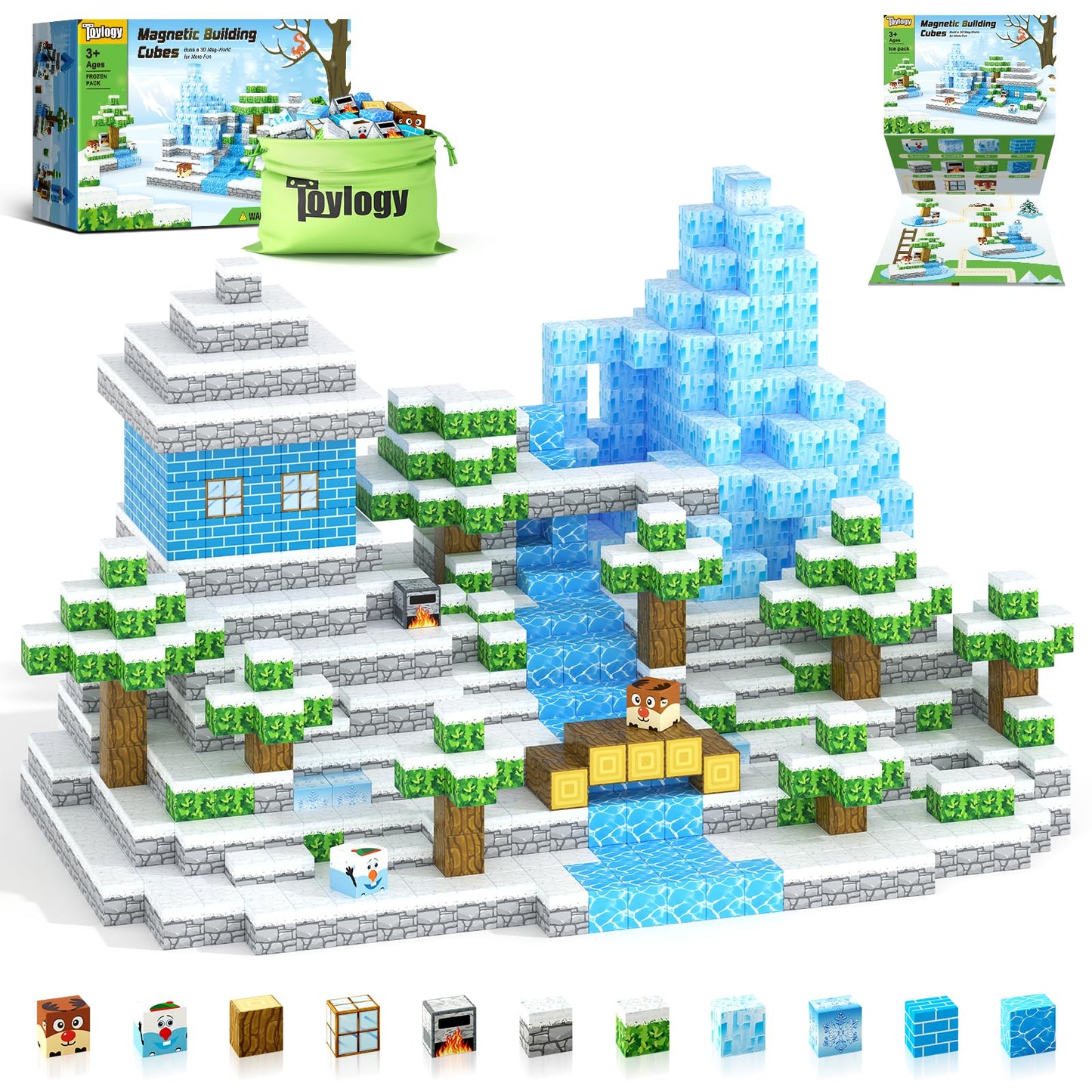 Toylogy Magnetic Blocks Ice Castle Edition – STEM & Sensory Building Toy for 3+