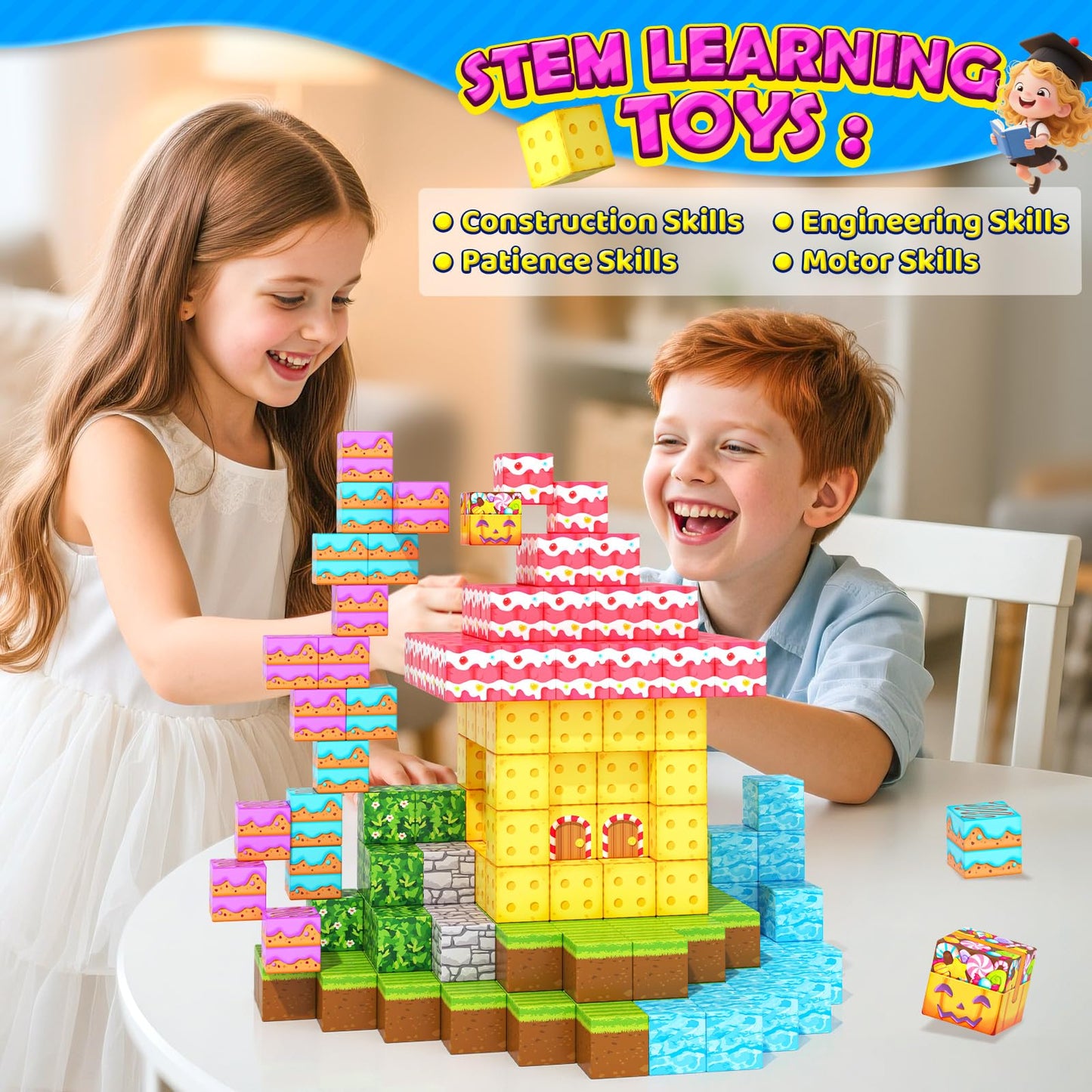 Toylogy 200PCS Magnetic Blocks – Creative STEM Building Toys for Kids 3+