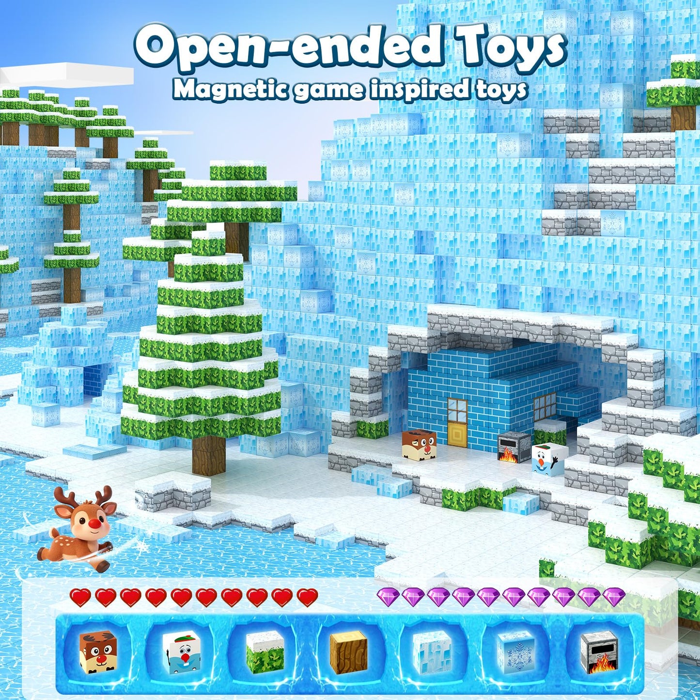 Toylogy Magnetic Blocks Ice Castle Edition – STEM & Sensory Building Toy for 3+