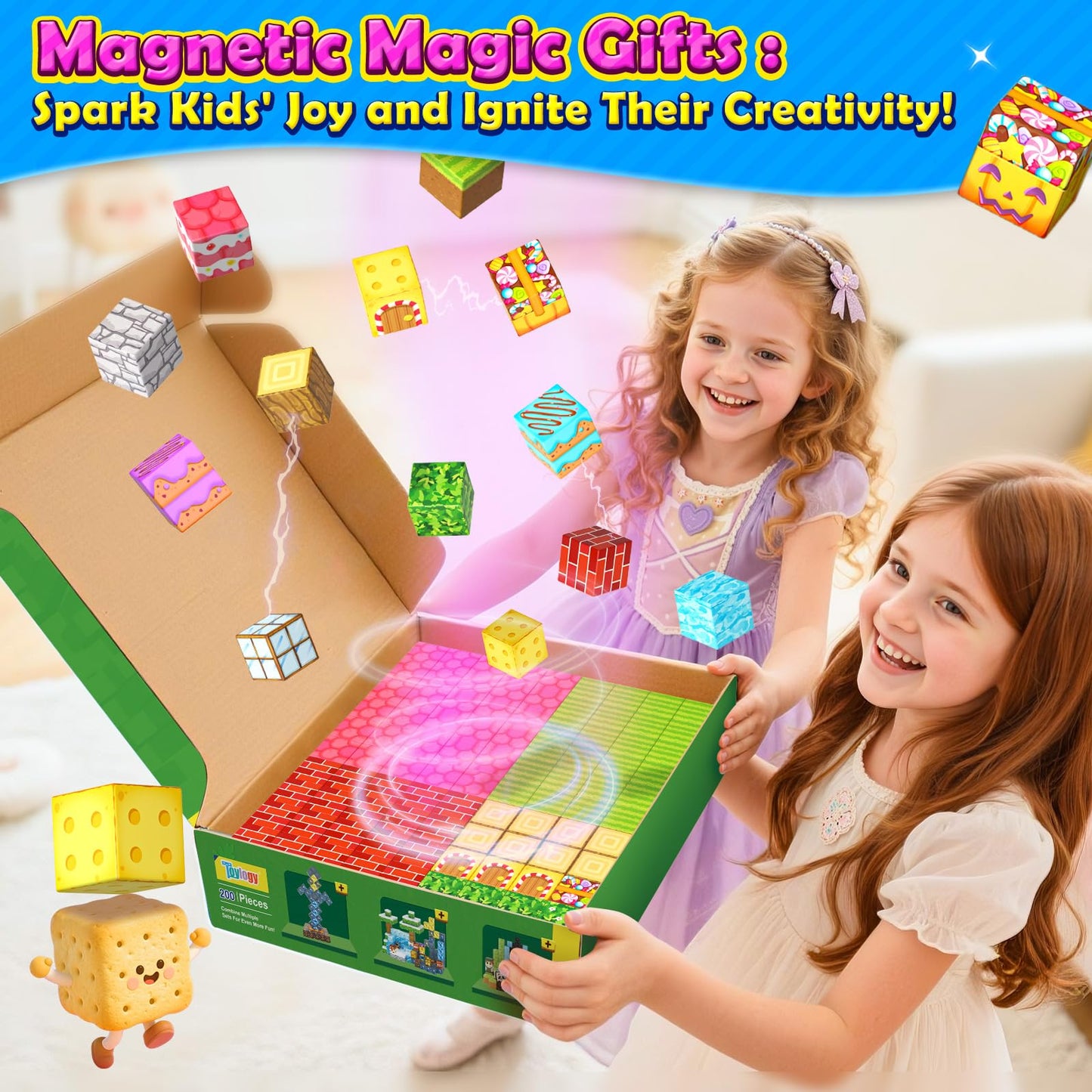 Toylogy 200PCS Magnetic Blocks – Creative STEM Building Toys for Kids 3+