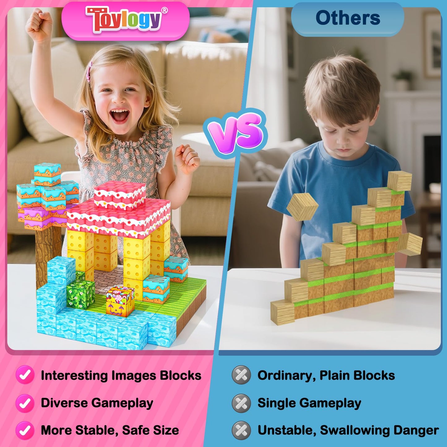 Toylogy 200PCS Magnetic Blocks – Creative STEM Building Toys for Kids 3+