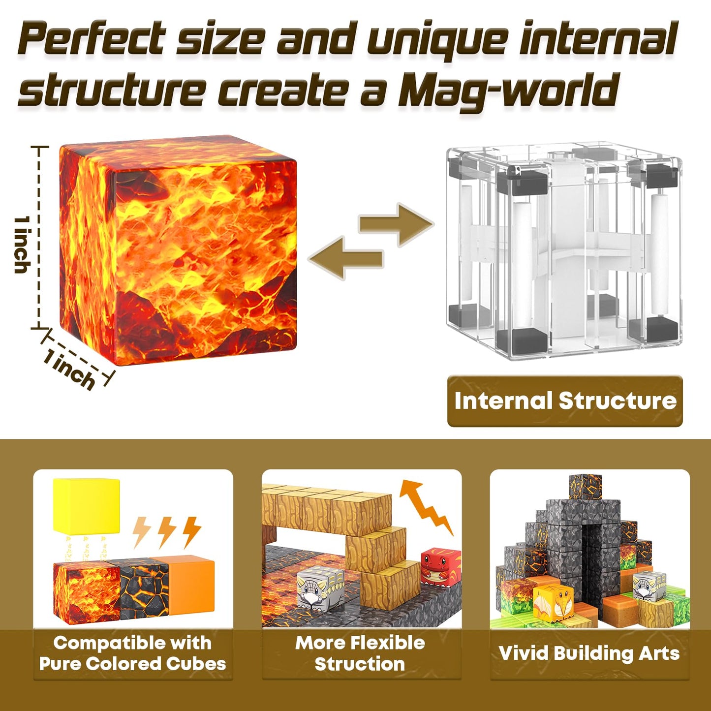 Toylogy Dinosaur Toys: Magnetic Blocks – Mine Magnet World Volcano Edition for 3+