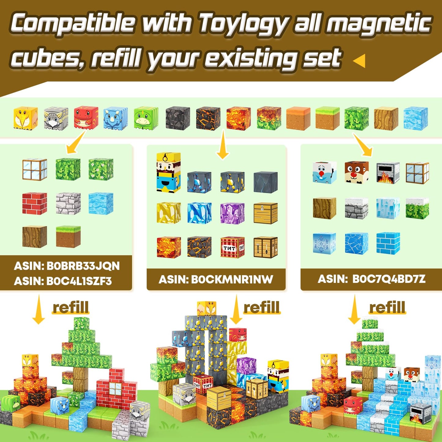 Toylogy Dinosaur Toys: Magnetic Blocks – Mine Magnet World Volcano Edition for 3+