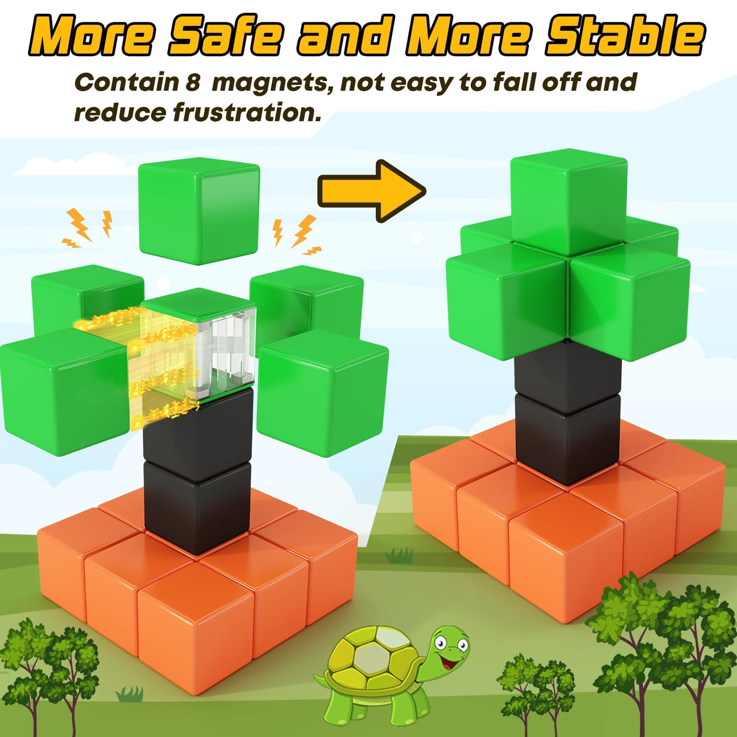 Toylogy 48PCS Magnetic Blocks for Toddlers – Sensory Montessori STEM Toys for 3–6 Year Olds