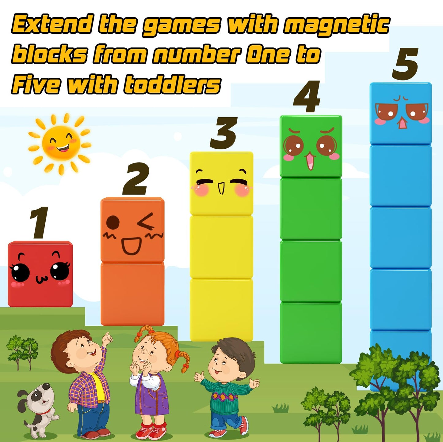 Toylogy 48PCS Magnetic Blocks for Toddlers – Sensory Montessori STEM Toys for 3–6 Year Olds