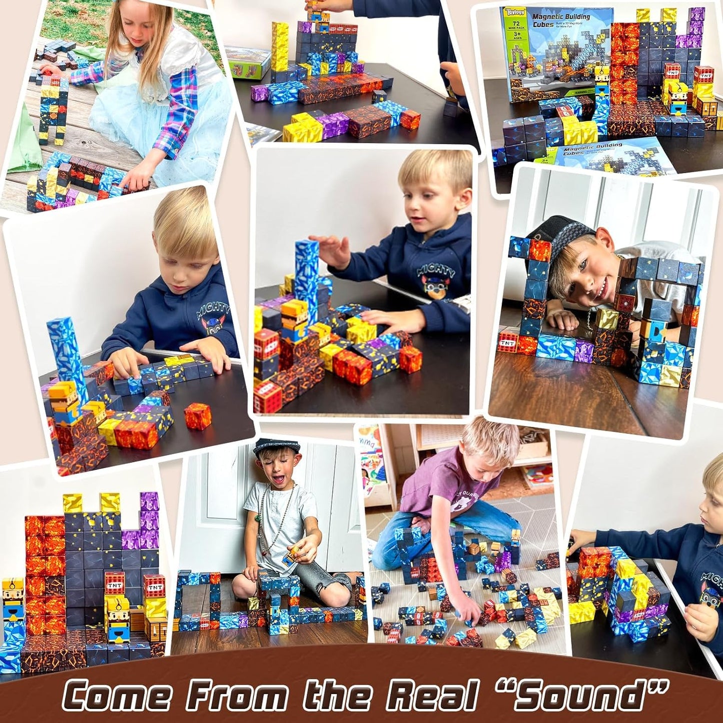Toylogy Magnetic Blocks Mine World Pickaxe Edition – Open-Ended Magnetic Tiles for Kids 3-8