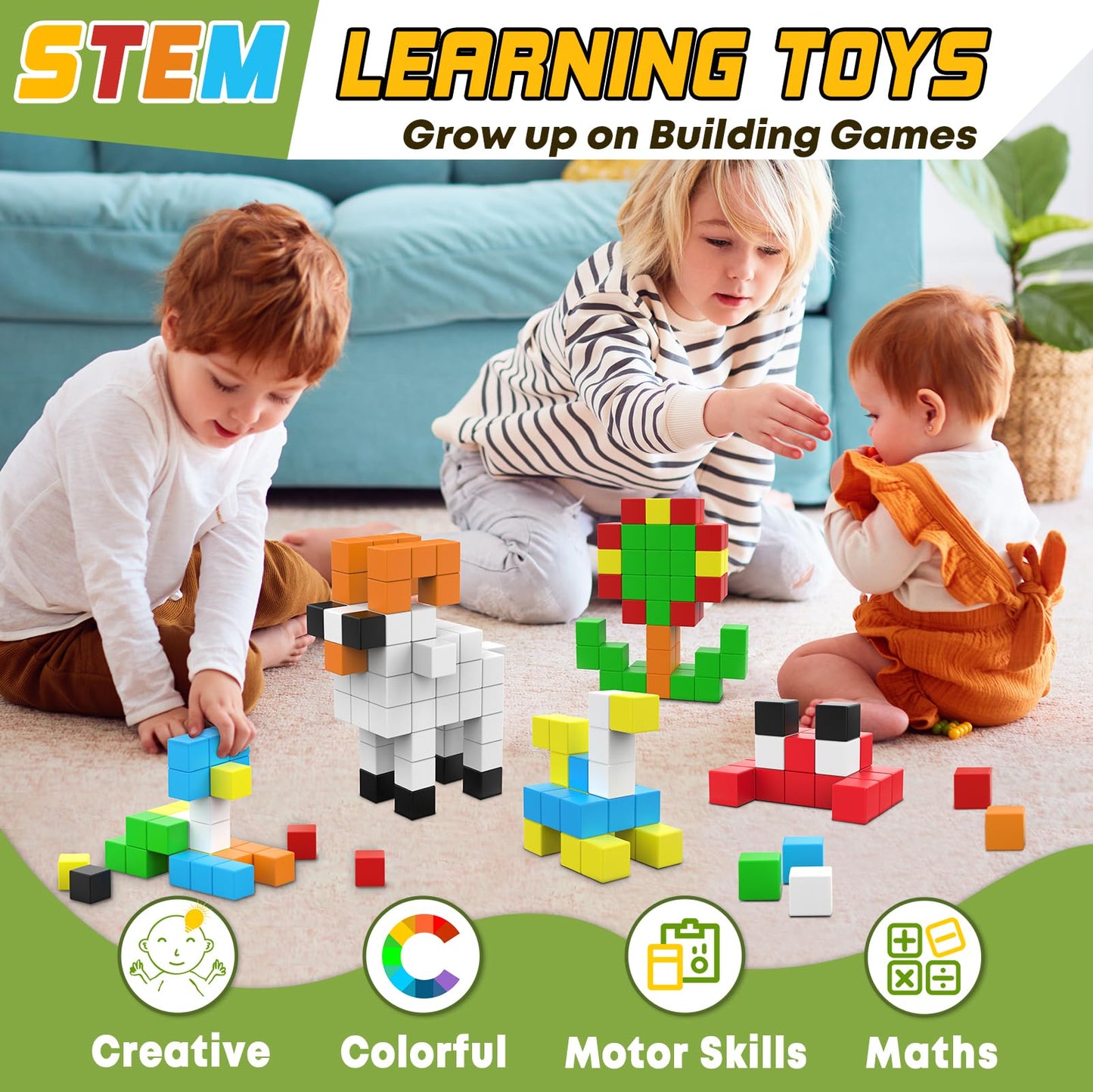 Toylogy 48PCS Magnetic Blocks for Toddlers – Sensory Montessori STEM Toys for 3–6 Year Olds
