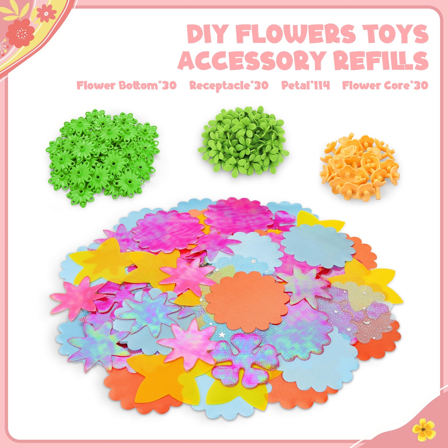Toyly DIY Flower Bouquet Kit with Connectors – Flower Market Craft Set for Kids