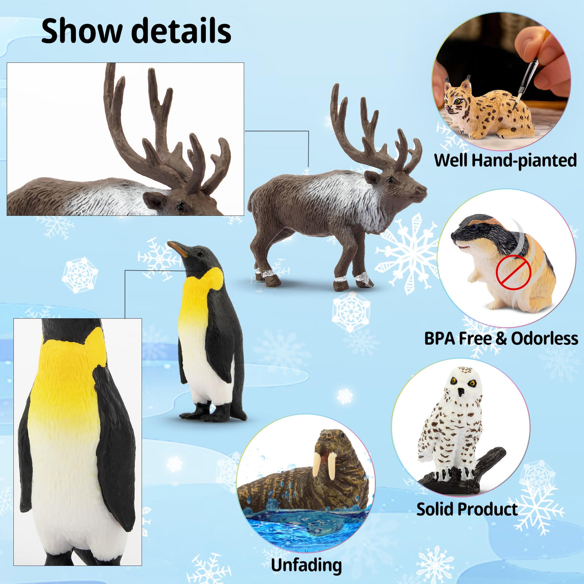 Toymany 14PCS Mini Arctic Animals Figurines Set – Polar Bears & Friends
