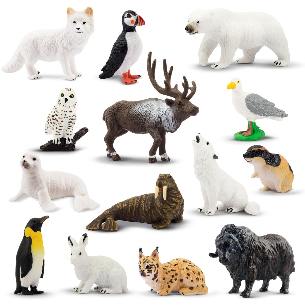 Toymany 14PCS Mini Arctic Animals Figurines Set – Polar Bears & Friends